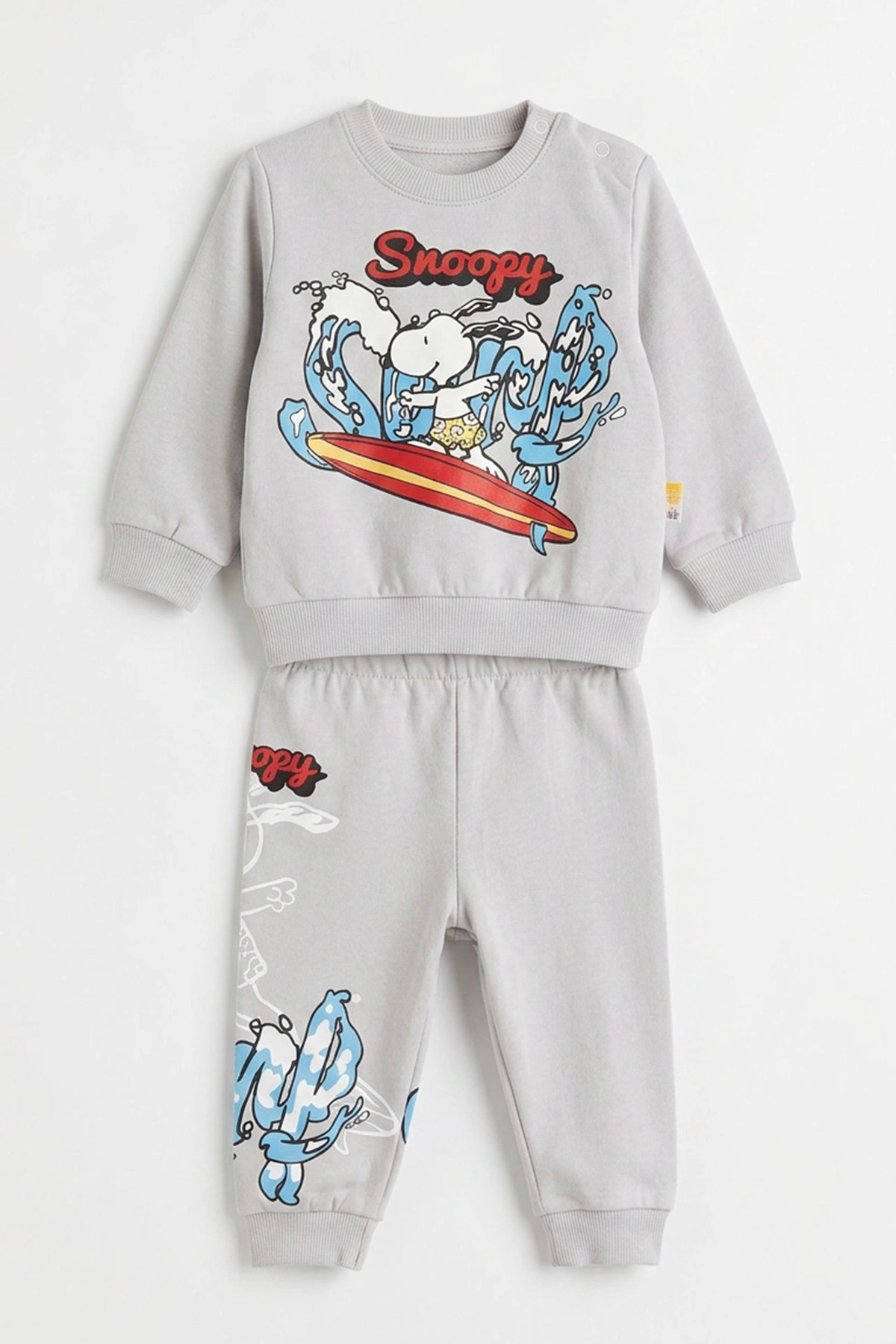 Gri (6-24 Ay) Snoopy Baskılı 2 İp Erkek Bebek Takım 480133