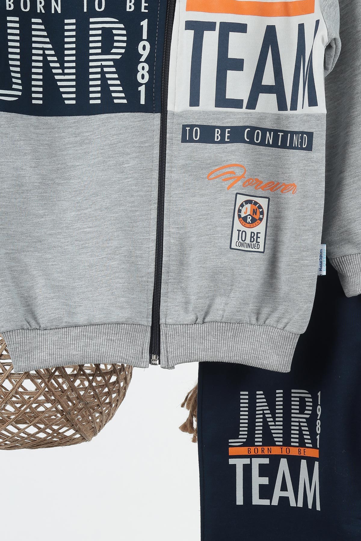 Gri (7-10 Yaş) Jnr Team Baskılı Fermuarlı Erkek Çocuk Takım 136805