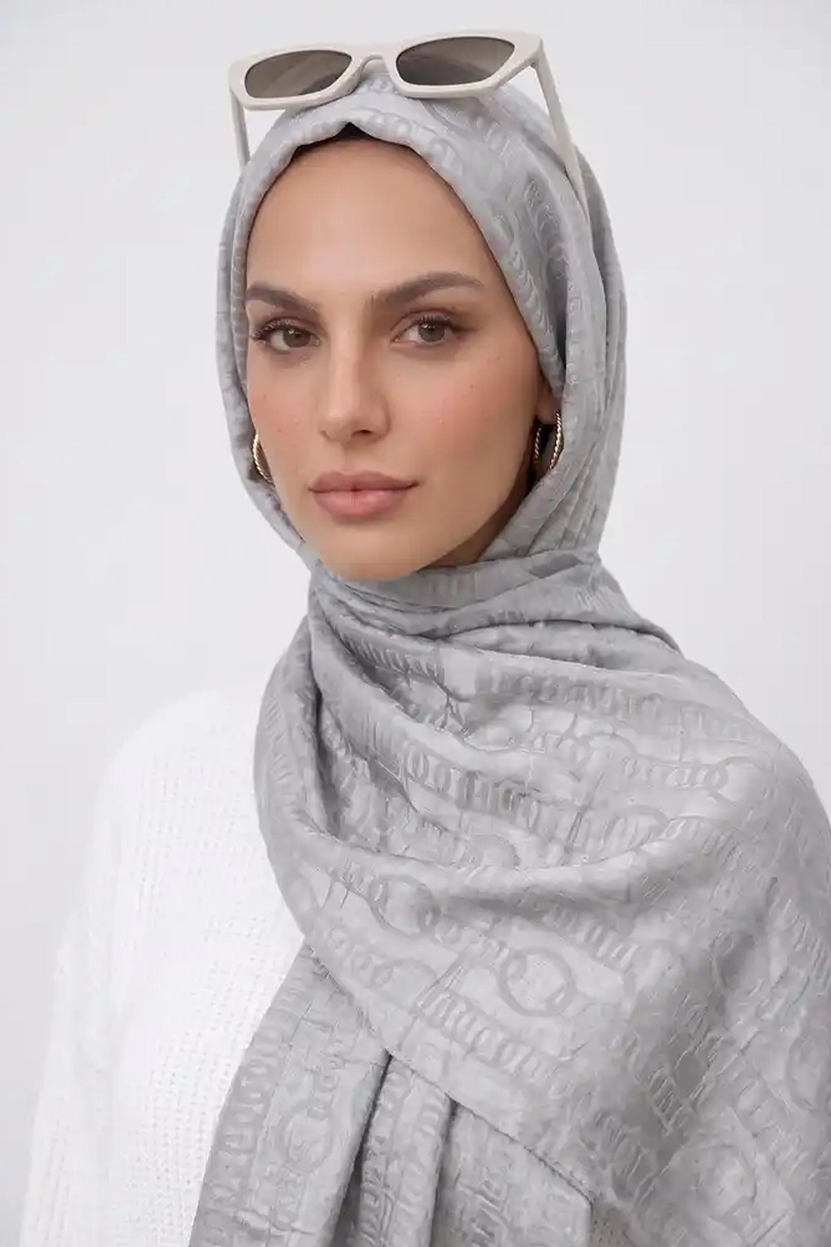 Gri 70x180 Cm Infinity Premium Pamuk Jakar Şal 481974