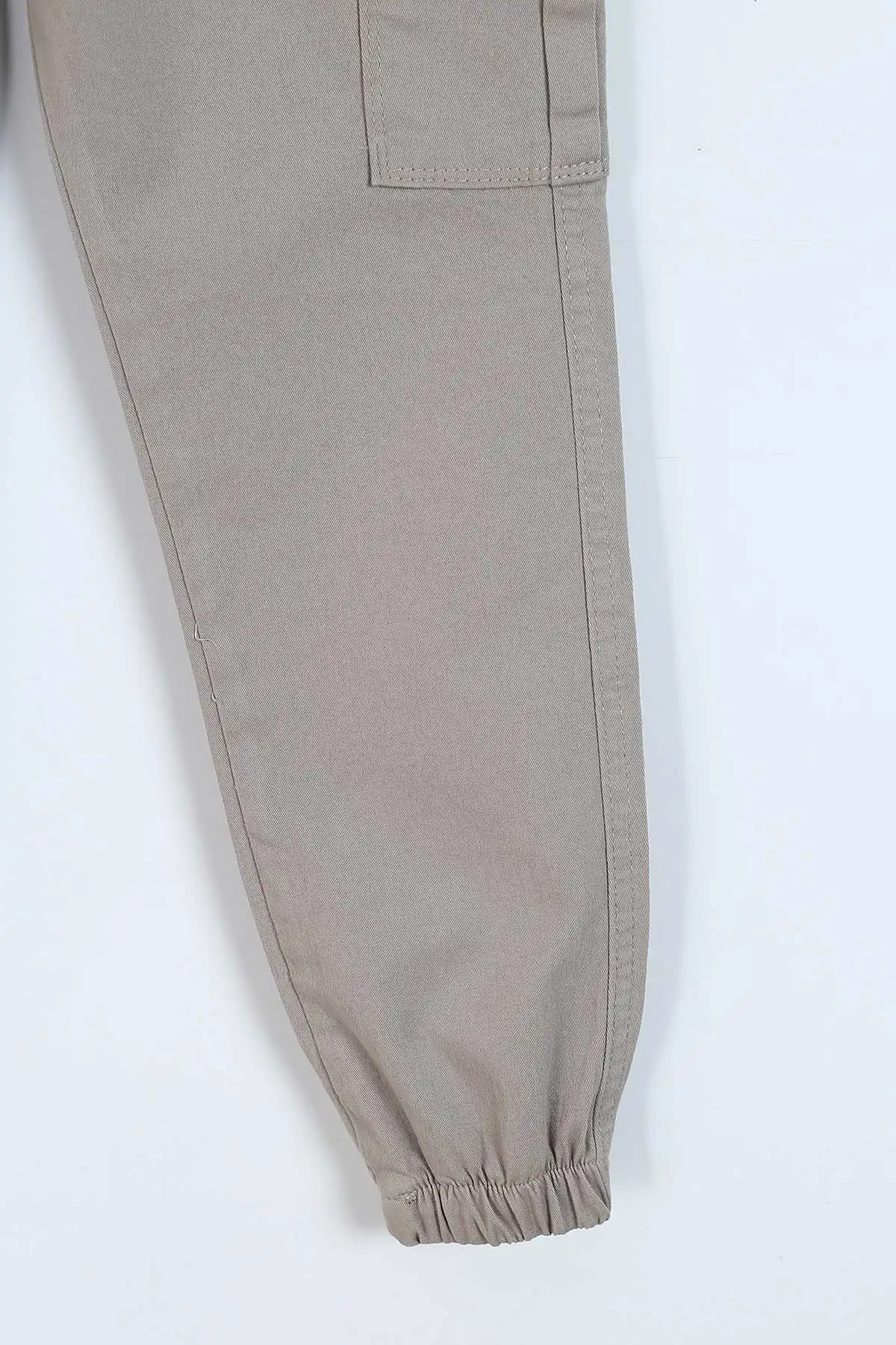 Gri (8-12 Yaş ) Kargo Cepli Paça Lastikli Erkek Çocuk Keten Pantolon 328634