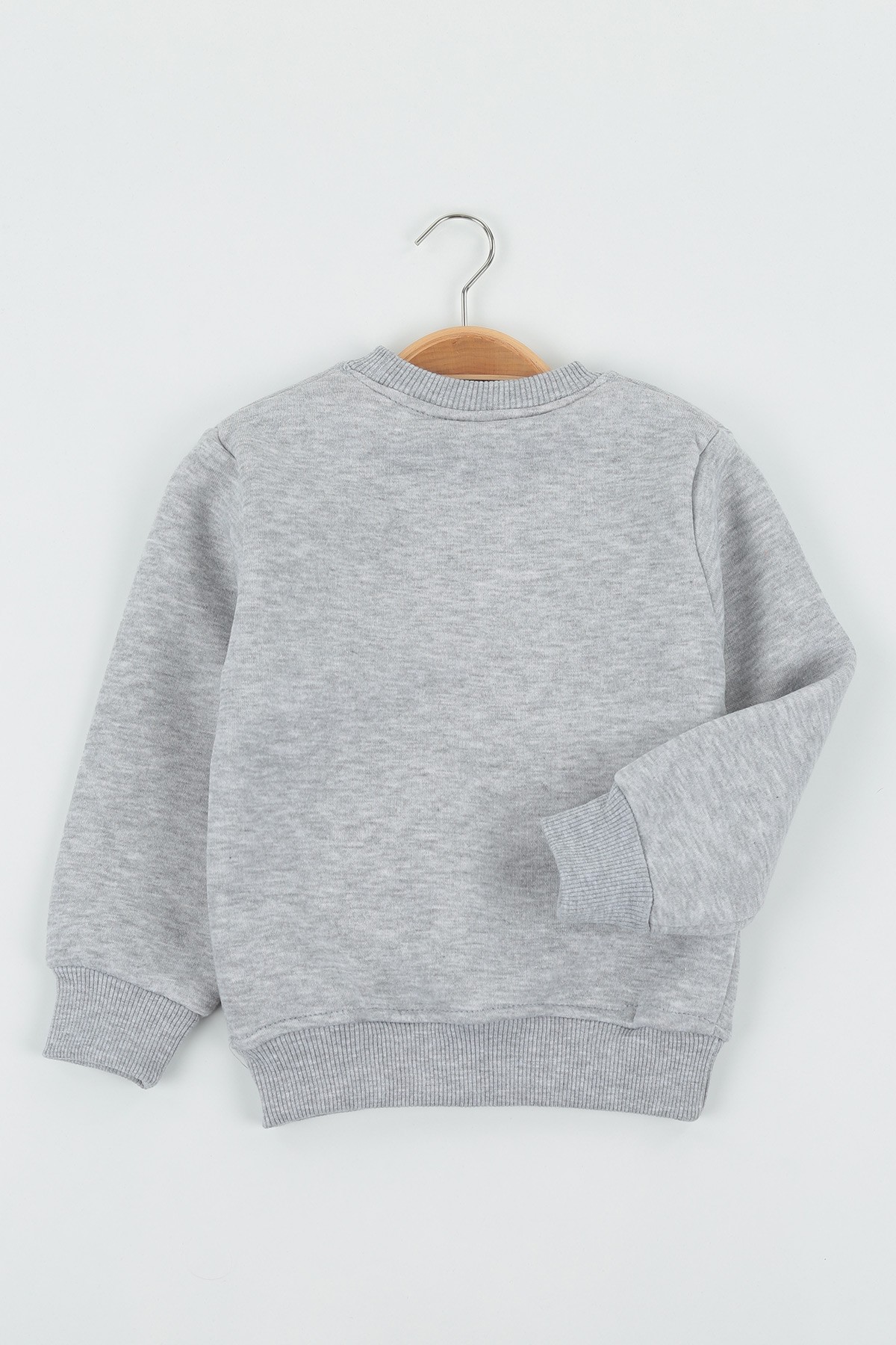 Gri (8-12 Yaş) Wowo Wın Baskılı Üç İp Şardonlu Erkek Çocuk Sweat Polar 135253