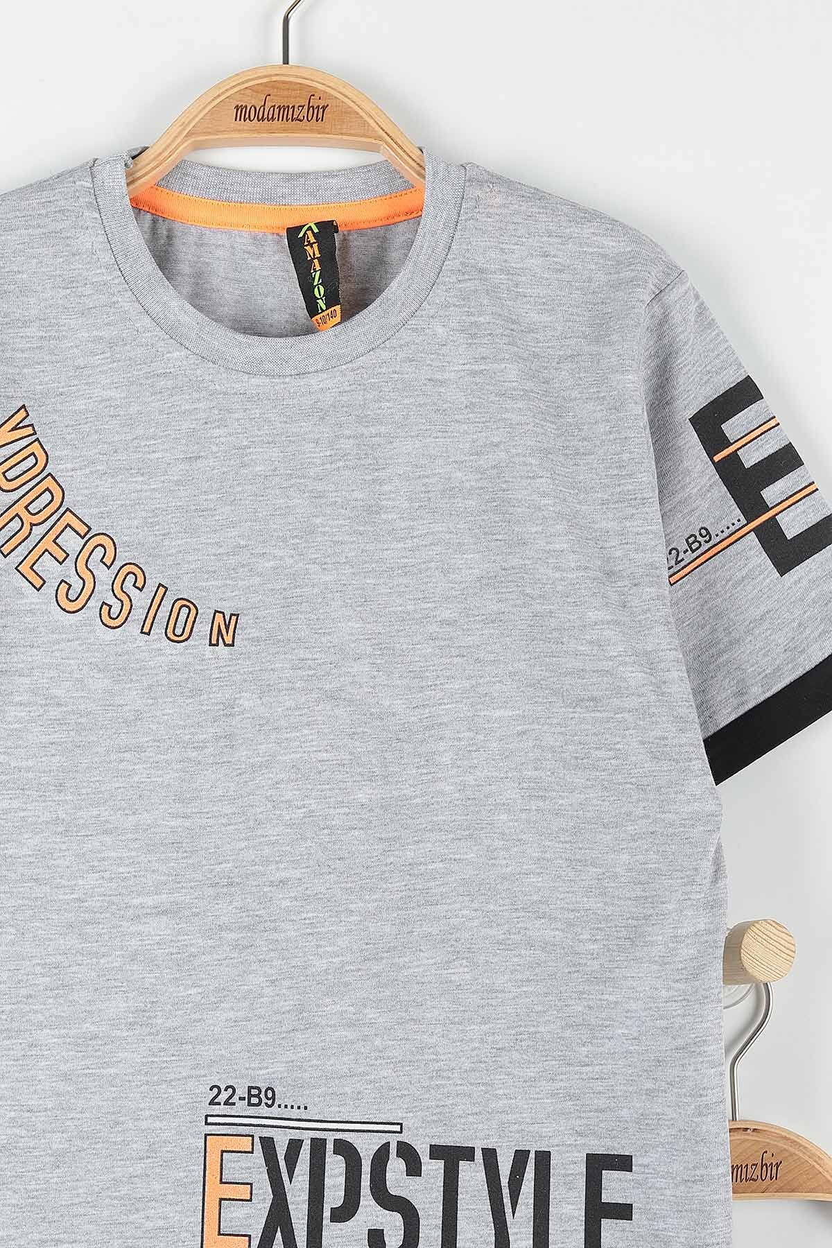 Gri (9-12 Yaş) Expstyle Baskılı Cep Detaylı Erkek Çocuk Takım 177437
