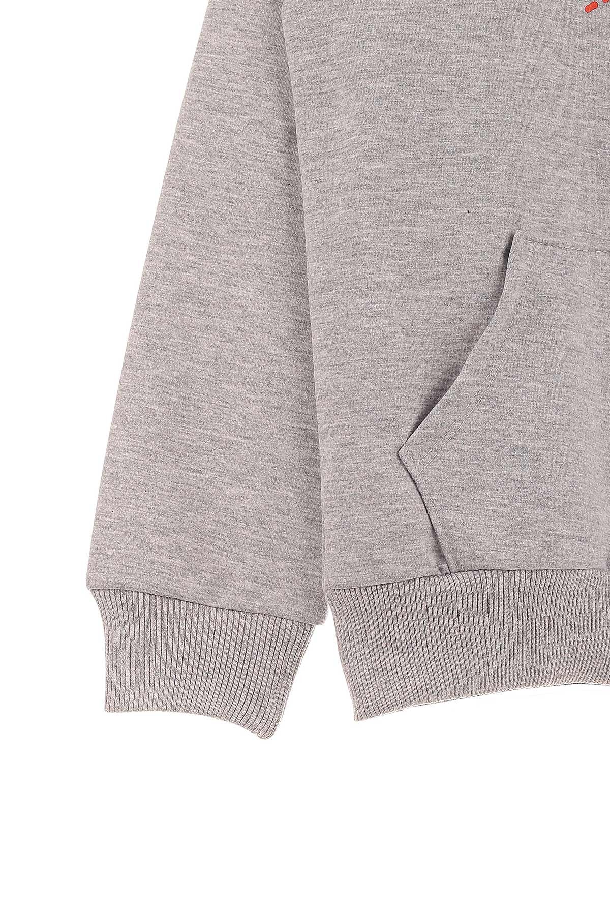 Gri (9-12 Yaş) Gang Baskılı Kapüşonlu Erkek Çocuk Sweat 154281