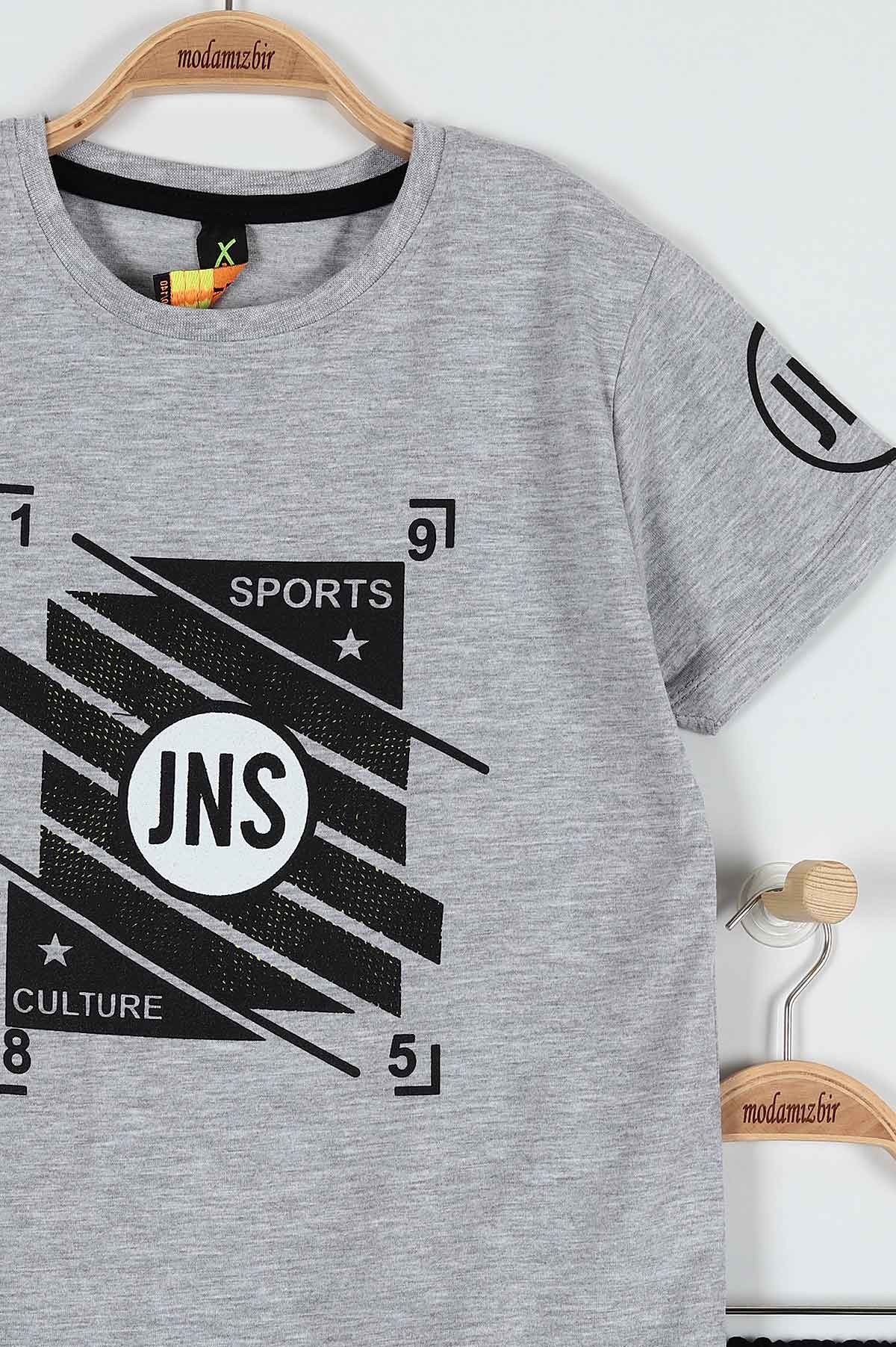 Gri (9-12 Yaş) Jns Sports Baskılı Belden Bağlamalı Erkek Çocuk Takım 183021