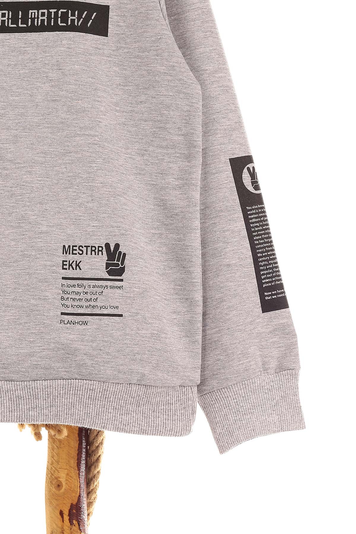 Gri (9-12 Yaş) Mestar Baskılı Erkek Çocuk Sweat 154294