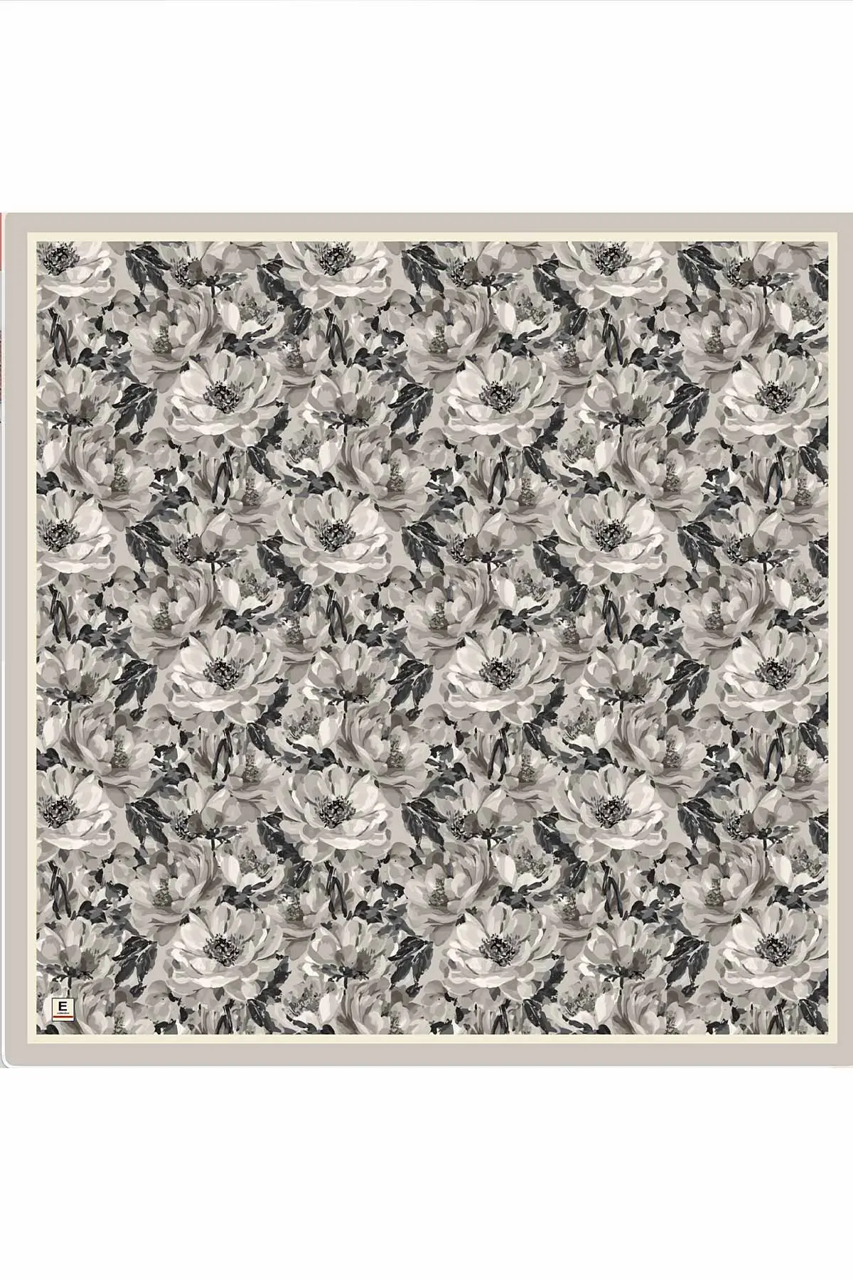 Gri 95x95 Cm Dijital Baskılı Botanik Desen Soft Eşarp 473308