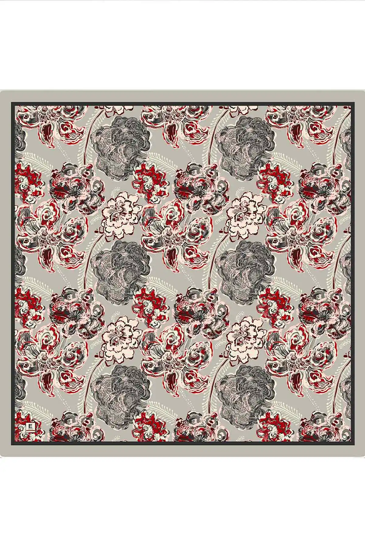 Gri 95x95 Cm Dijital Baskılı Mercan Desen Soft Eşarp 473271