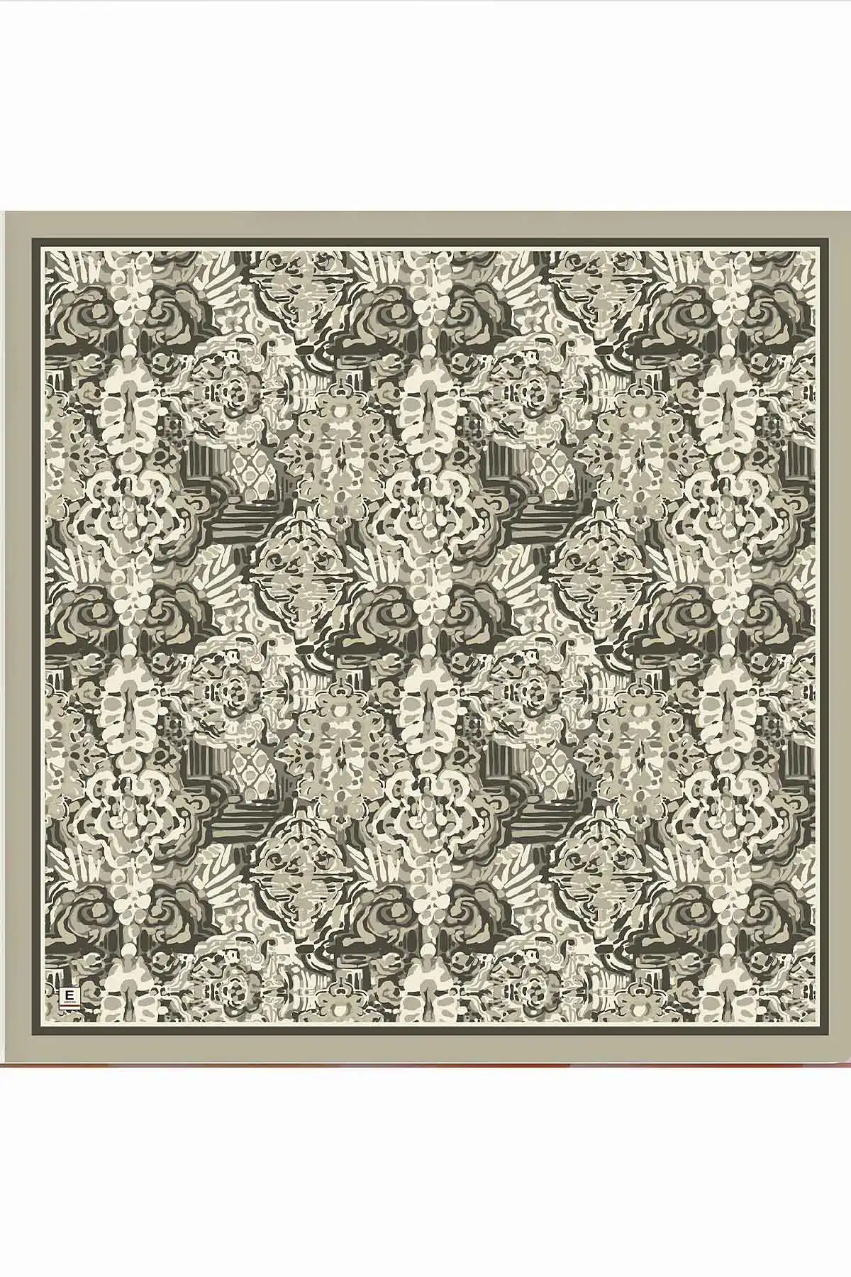 Gri 95x95 Cm Dijital Baskılı Valencia Desen Soft Eşarp 473347