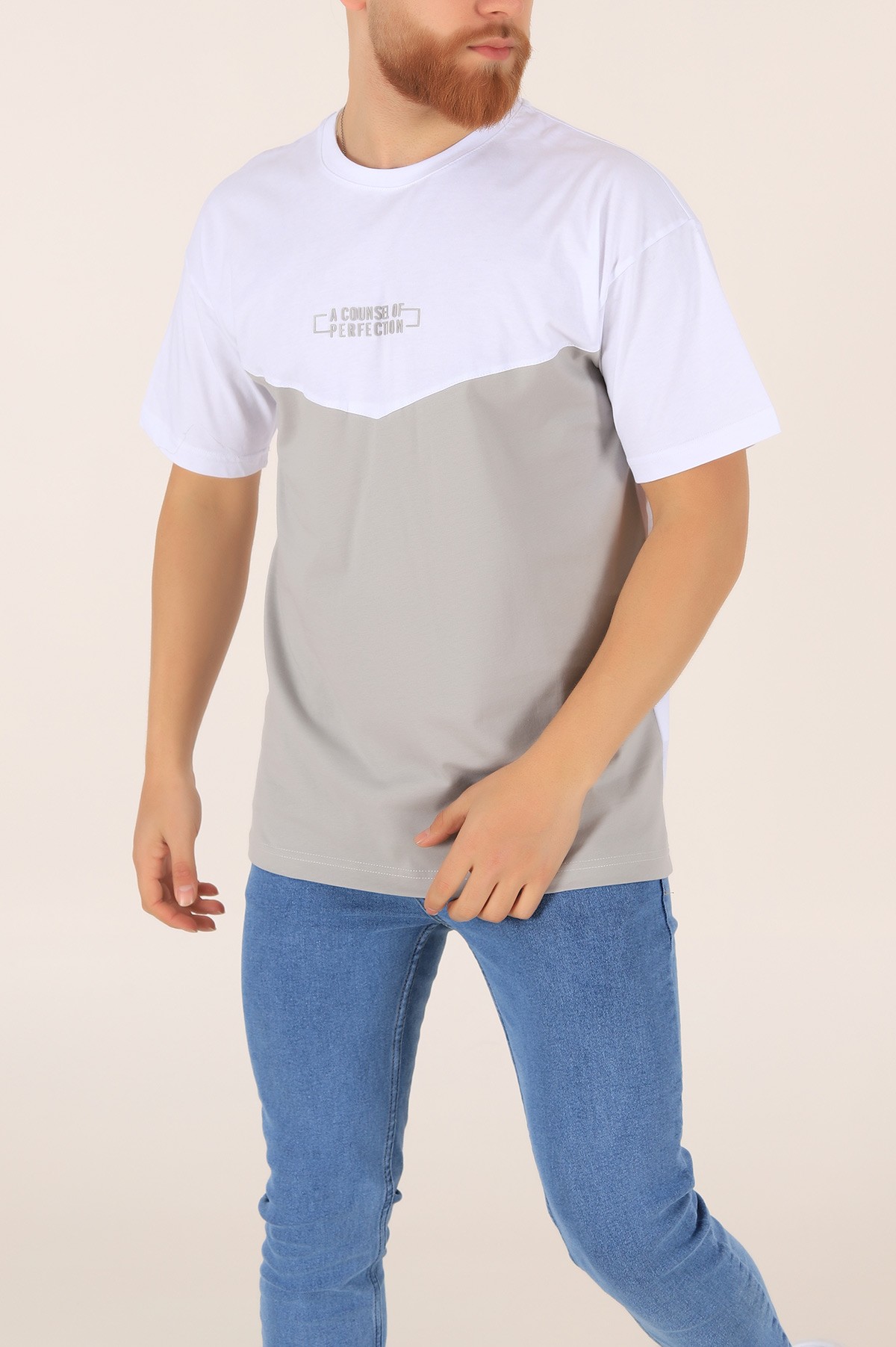 Gri A Counsel Of Perfectıon Baskılı Oversize Erkek Tişört 169685
