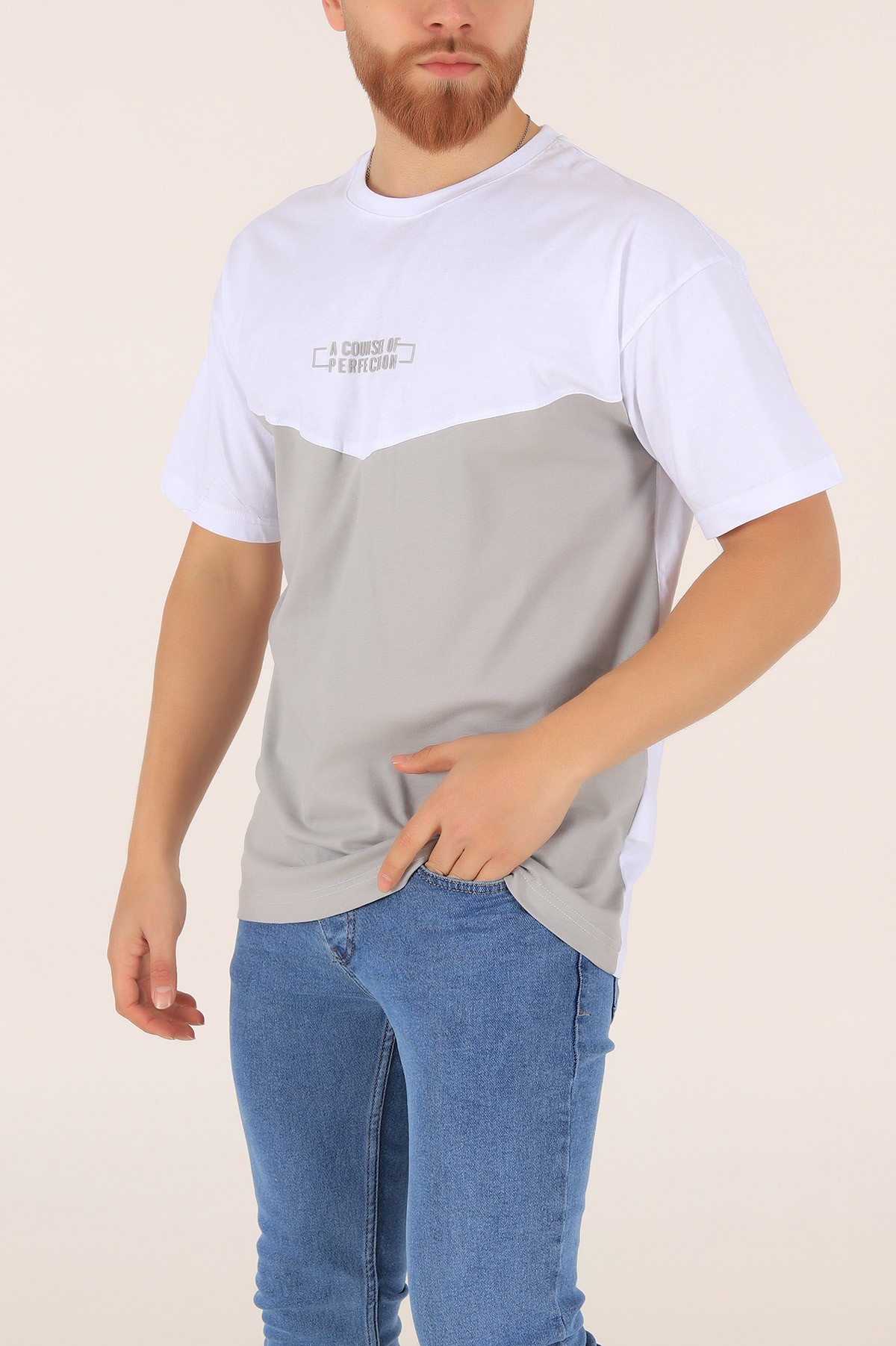 Gri A Counsel Of Perfectıon Baskılı Oversize Erkek Tişört 169685