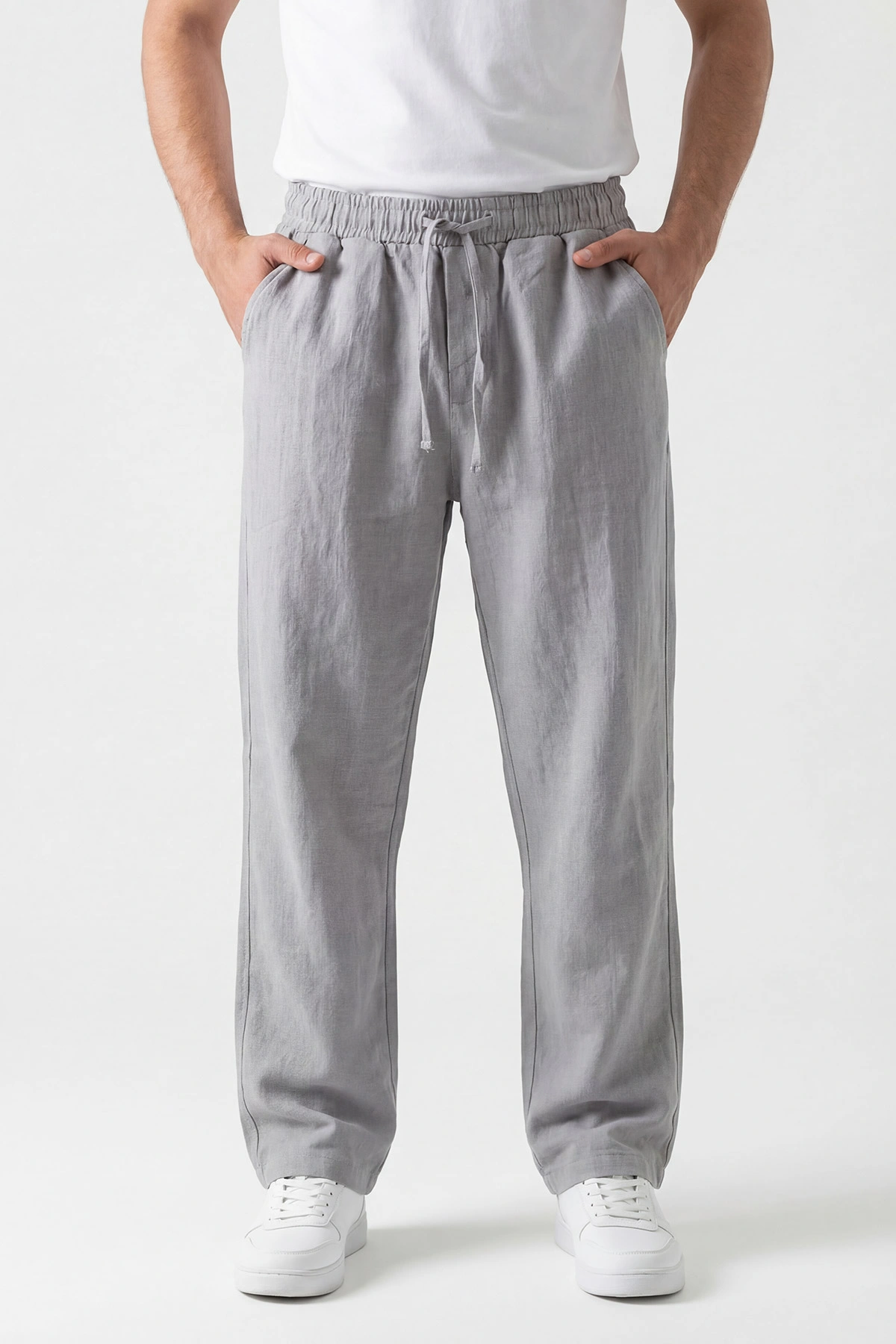 Gri Baggy Belden Bağlamalı Erkek Pantolon 445658