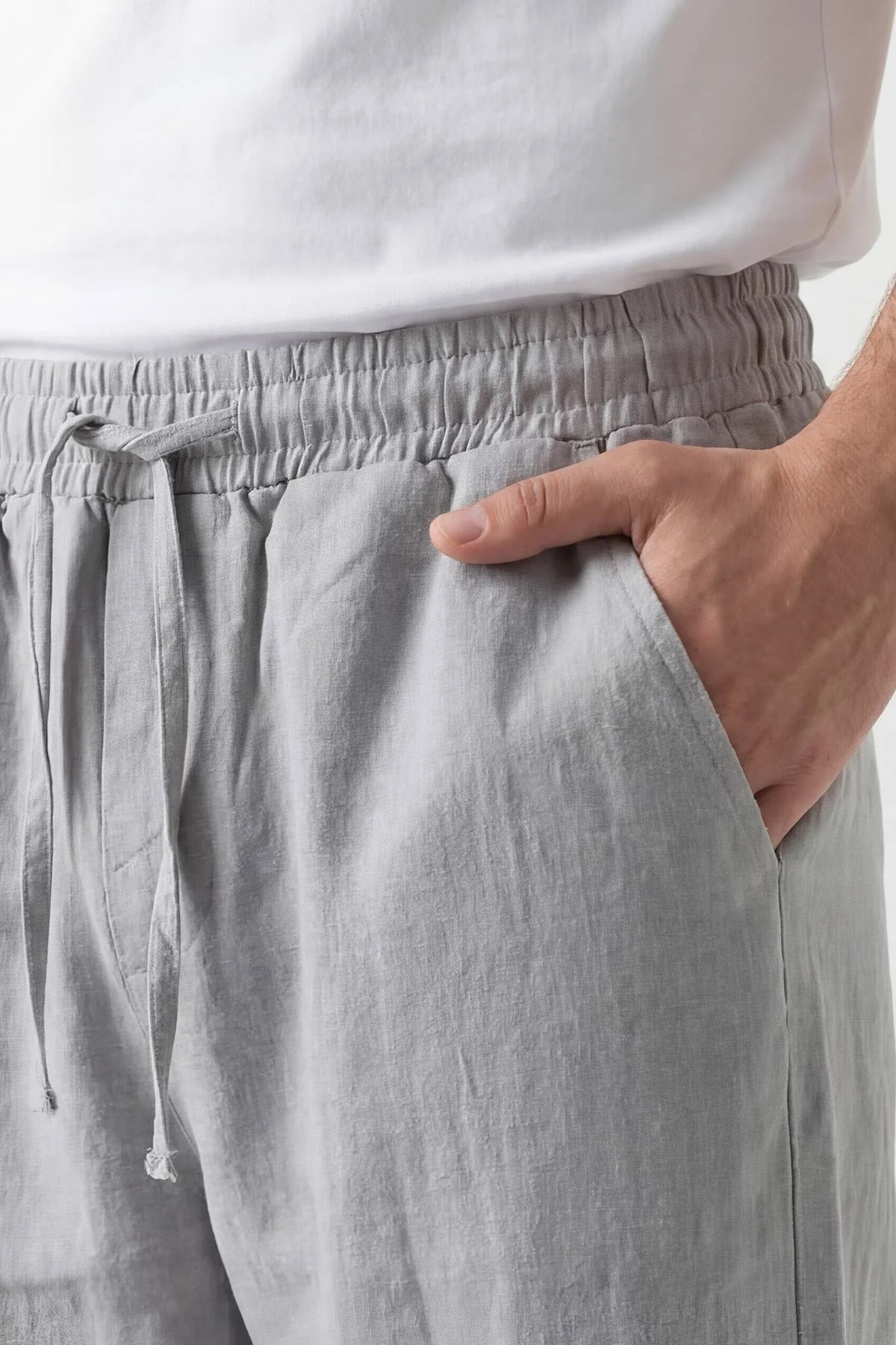 Gri Baggy Belden Bağlamalı Erkek Pantolon 445658