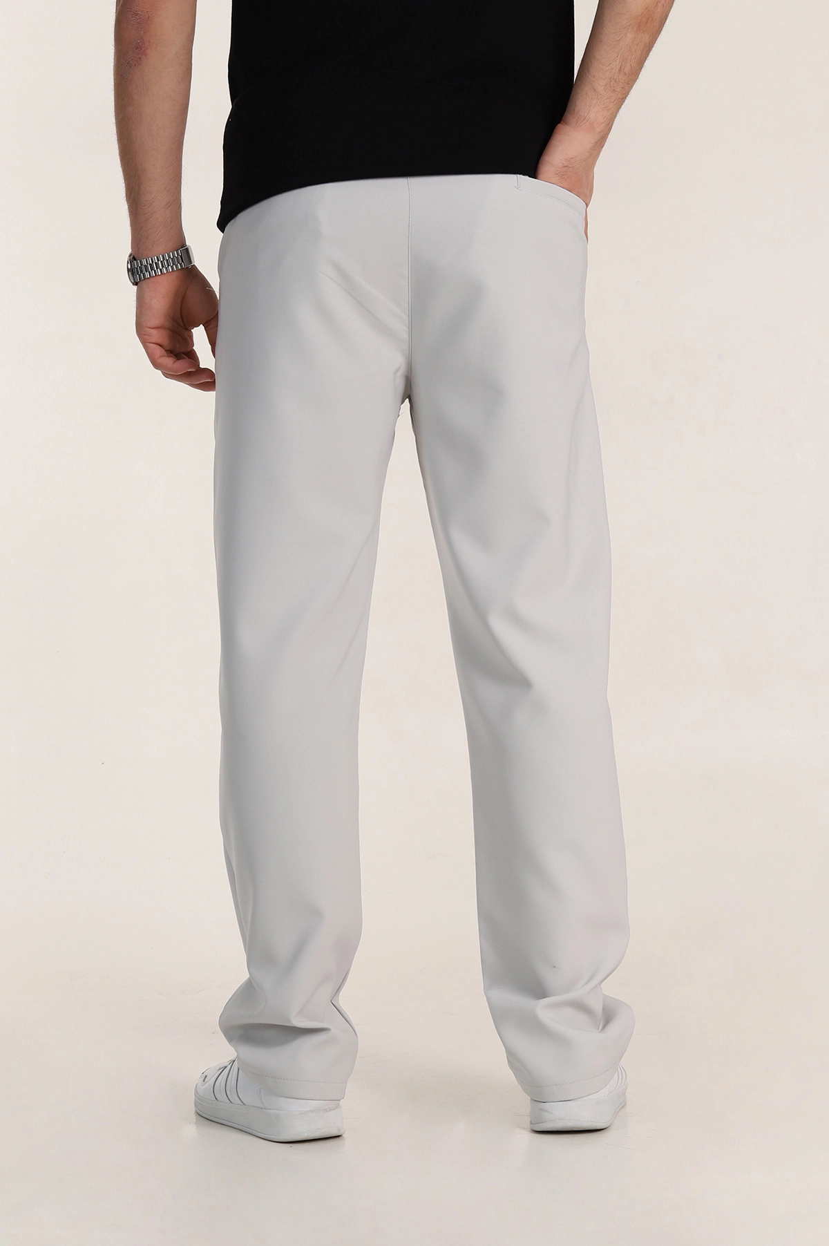 Gri Baggy Double Kumaş Bel Lastikli Erkek Pantolon 351861
