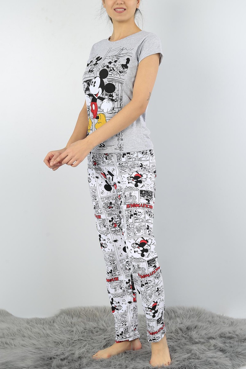 Gri Baskılı Bayan Pijama Takımı 52051