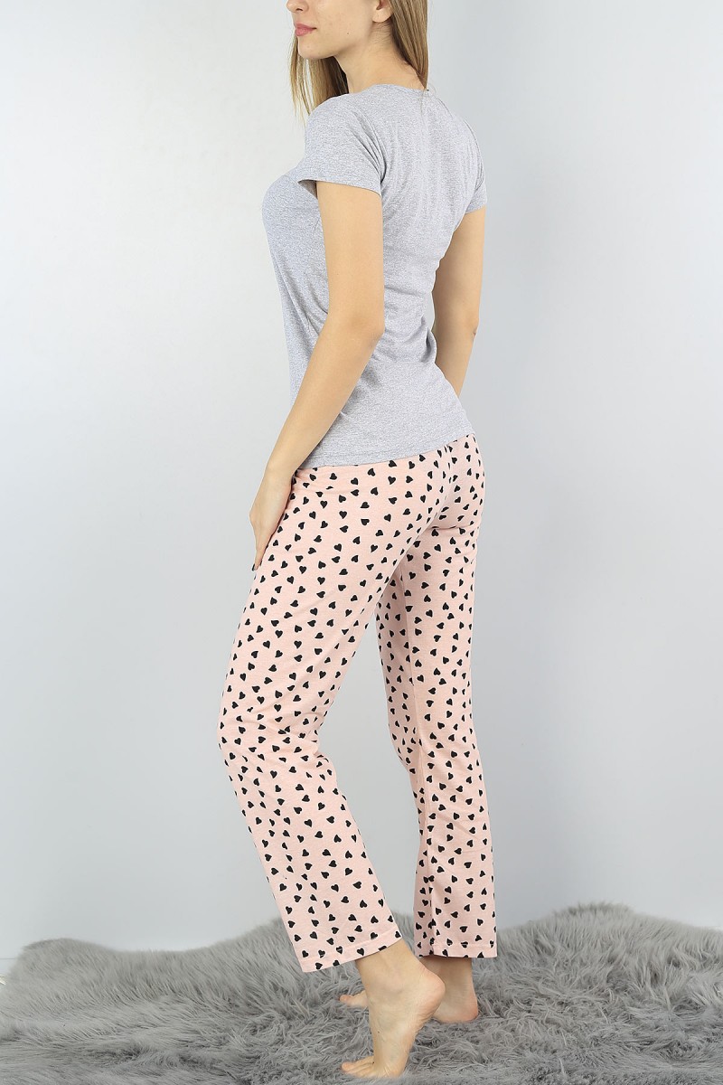 Gri Baskılı Bayan Pijama Takımı 54412