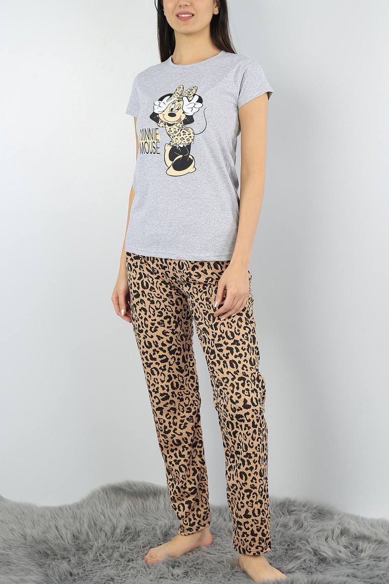 Gri Baskılı Bayan Pijama Takımı 54415