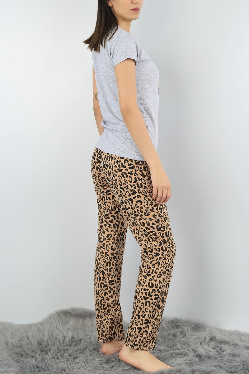 Gri Baskılı Bayan Pijama Takımı 54415