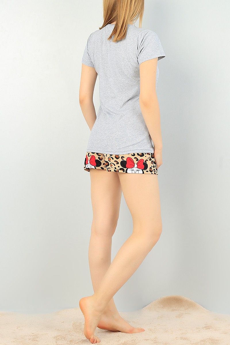 Gri Baskılı Bayan Pijama Takımı 67027