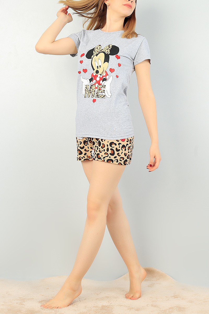 Gri Baskılı Bayan Pijama Takımı 67027