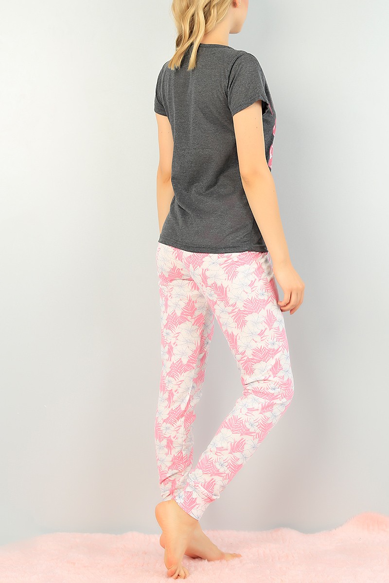 Gri Baskılı Bayan Pijama Takımı 73504