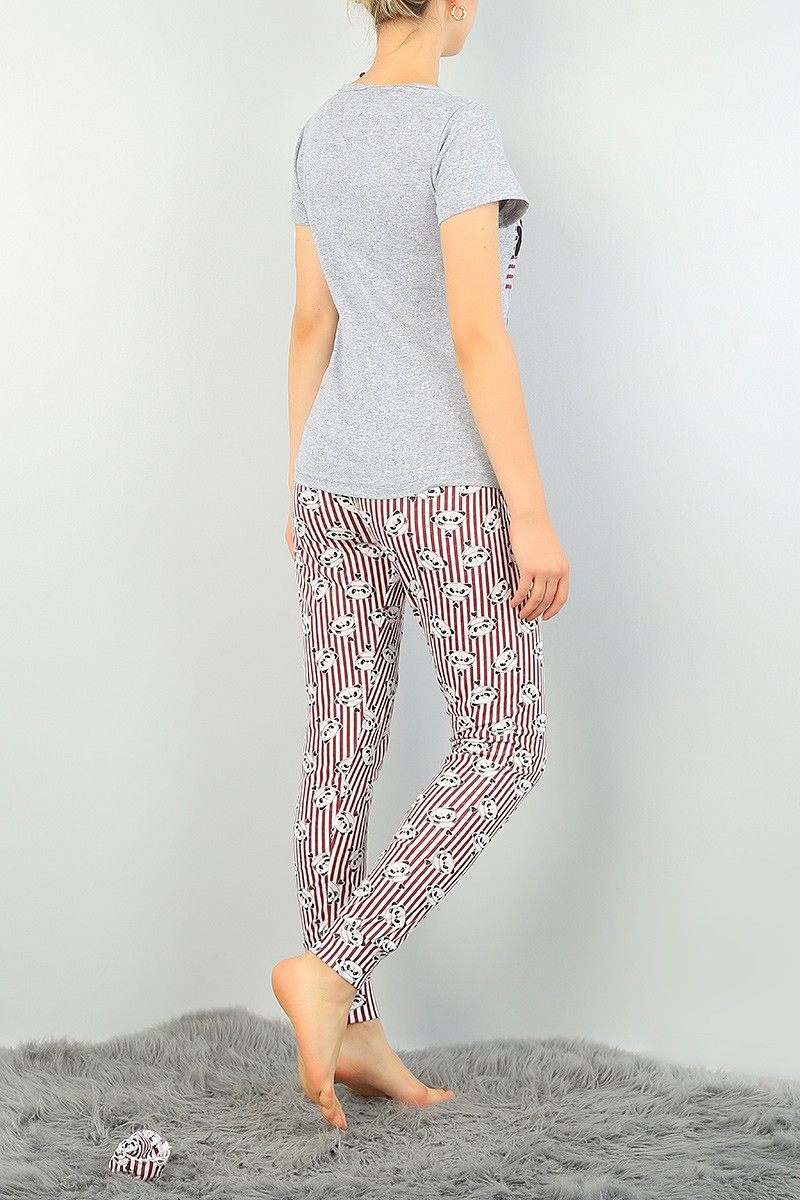 Gri Baskılı Bayan Pijama Takımı 73553