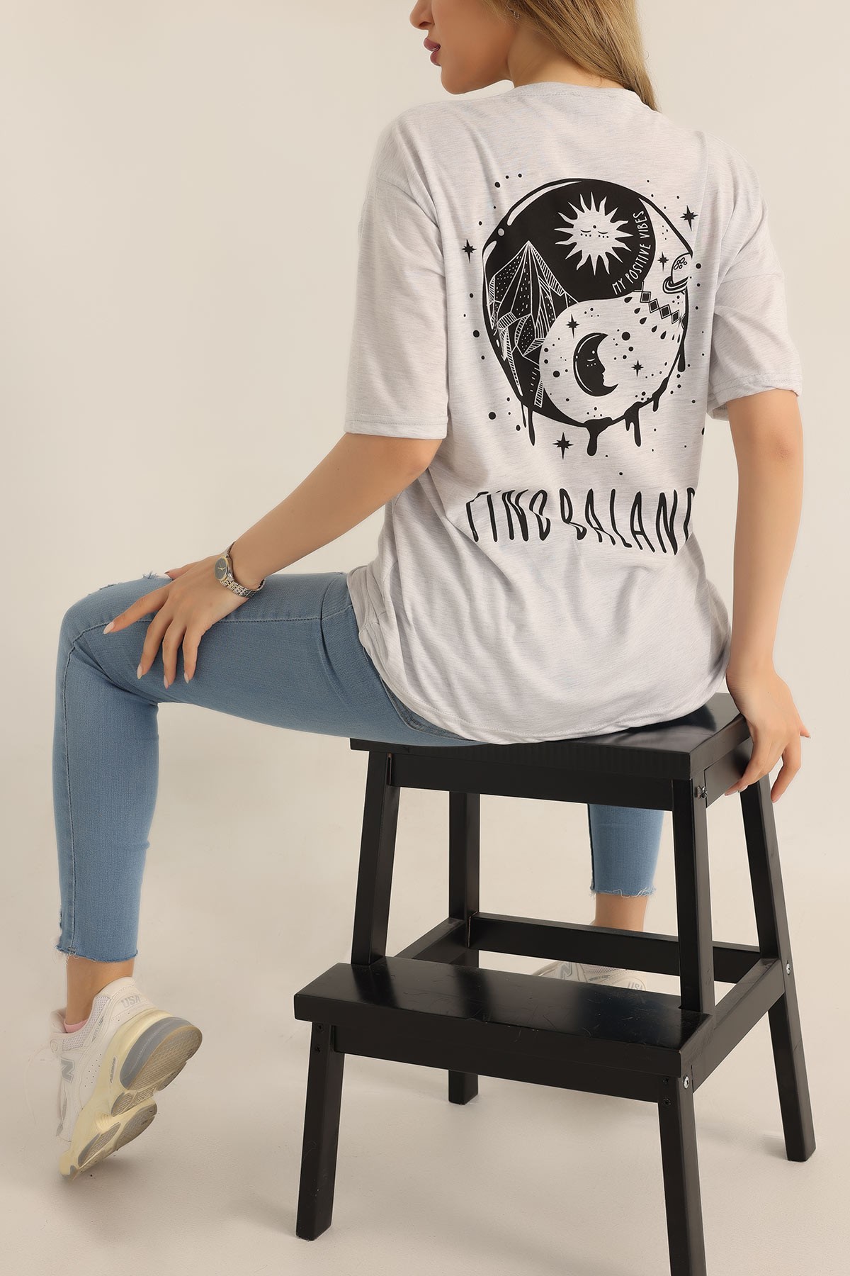 Gri Baskılı Bayan Tişört 185292