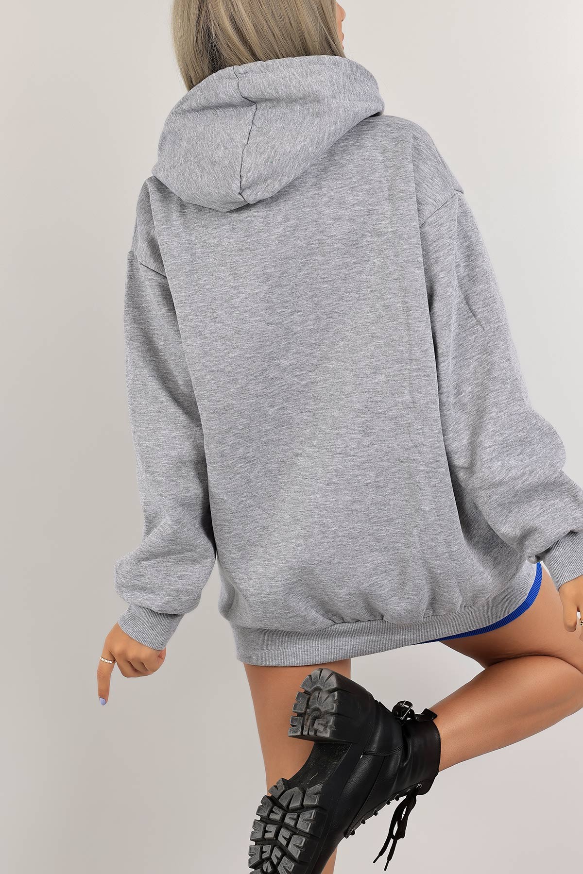 Gri Baskılı İçi Şardonlu Bayan Sweat 130272