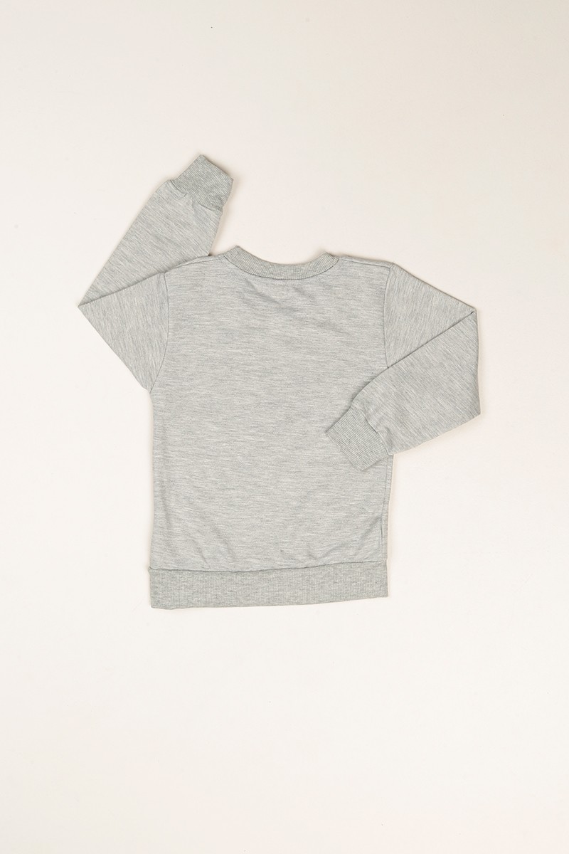 Gri Baskılı İçi Şardonlu Kız Çocuk Sweat 80827