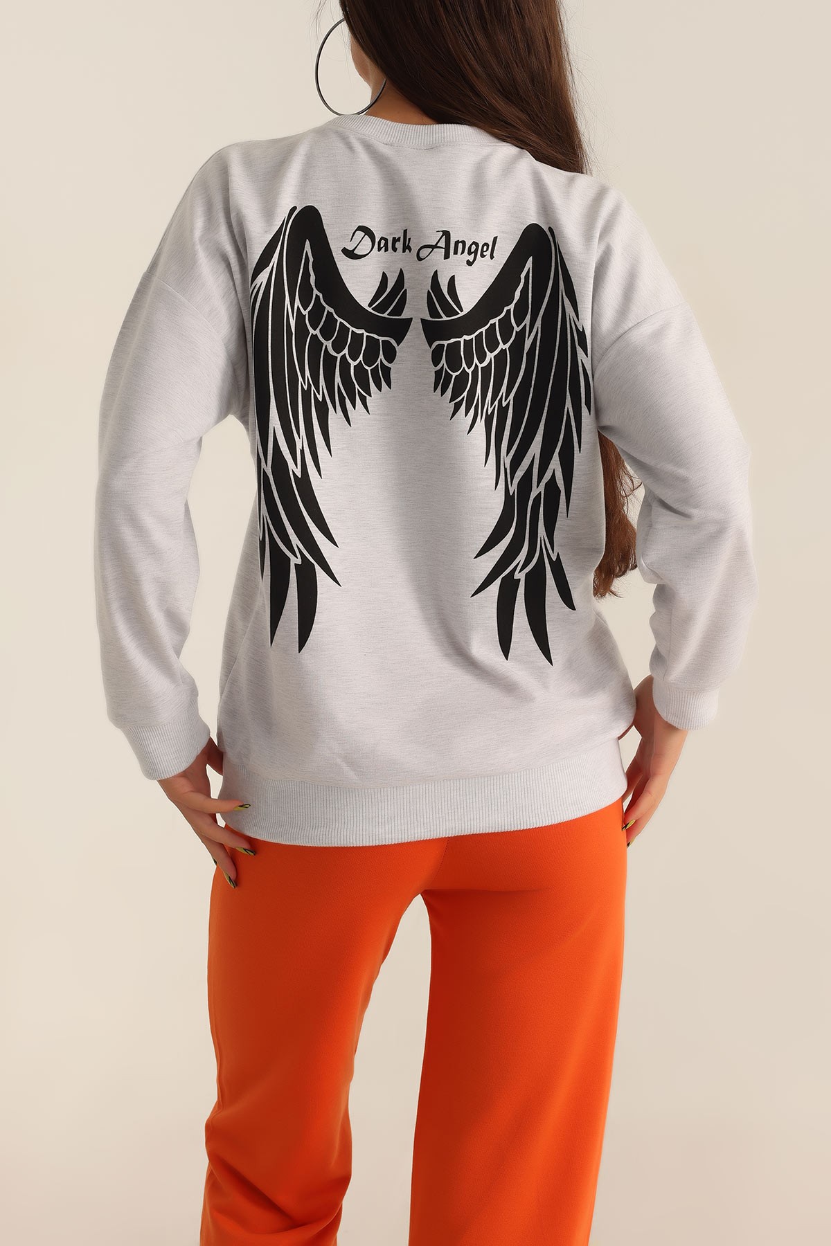Gri Baskılı Oversize Bayan Sweat 199241
