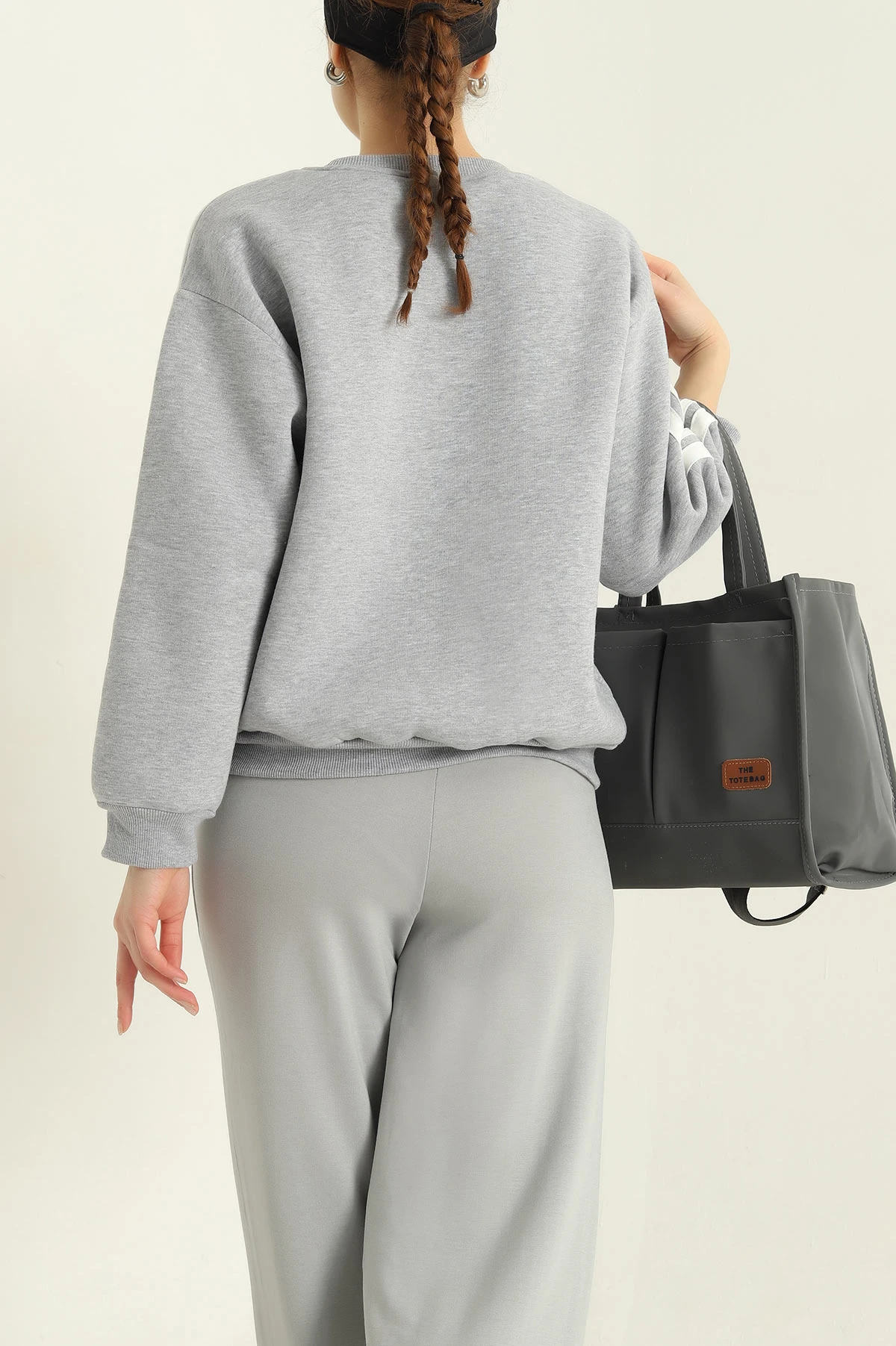 Gri Baskılı Şardonlu Bayan Sweat 328976
