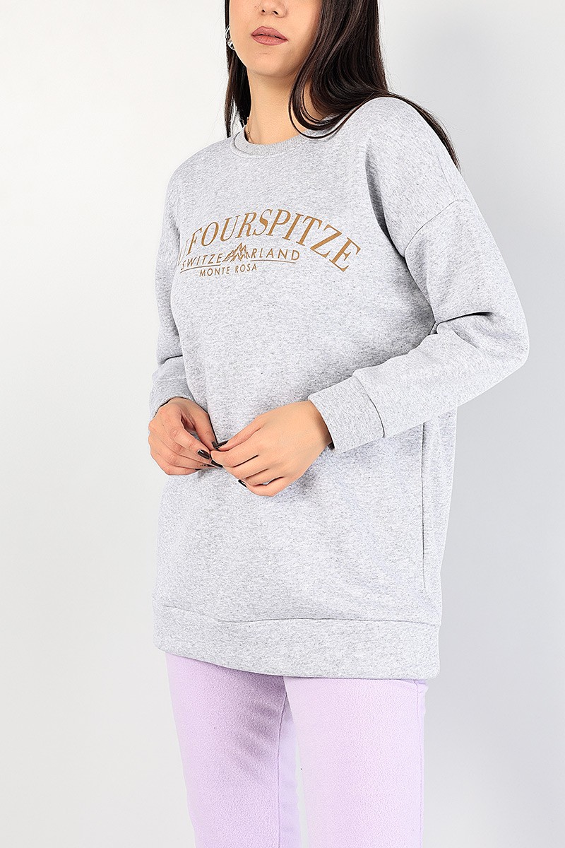 Gri Baskılı Şardonlu Bayan Sweat 85026