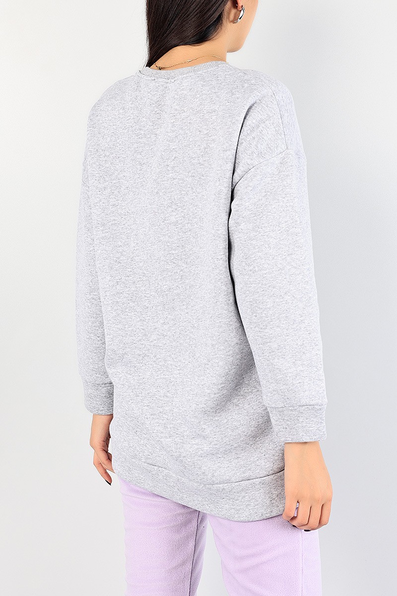 Gri Baskılı Şardonlu Bayan Sweat 85026