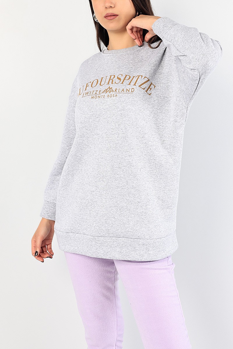 Gri Baskılı Şardonlu Bayan Sweat 85026