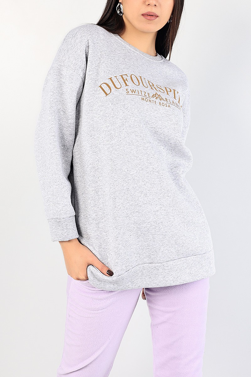 Gri Baskılı Şardonlu Bayan Sweat 85026