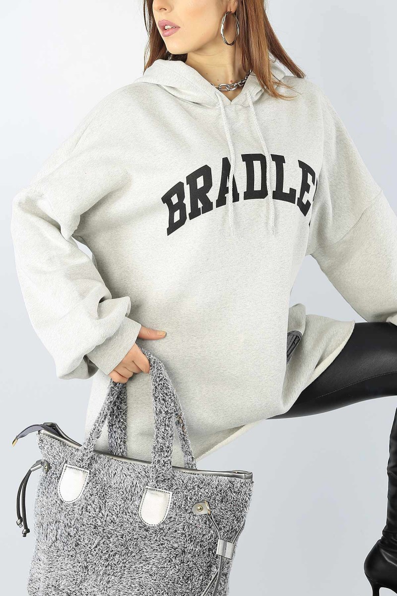 Gri Baskılı Şardonlu Bayan Sweat Tunik 53597