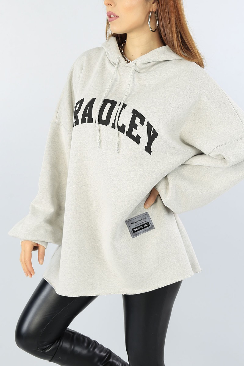 Gri Baskılı Şardonlu Bayan Sweat Tunik 53597