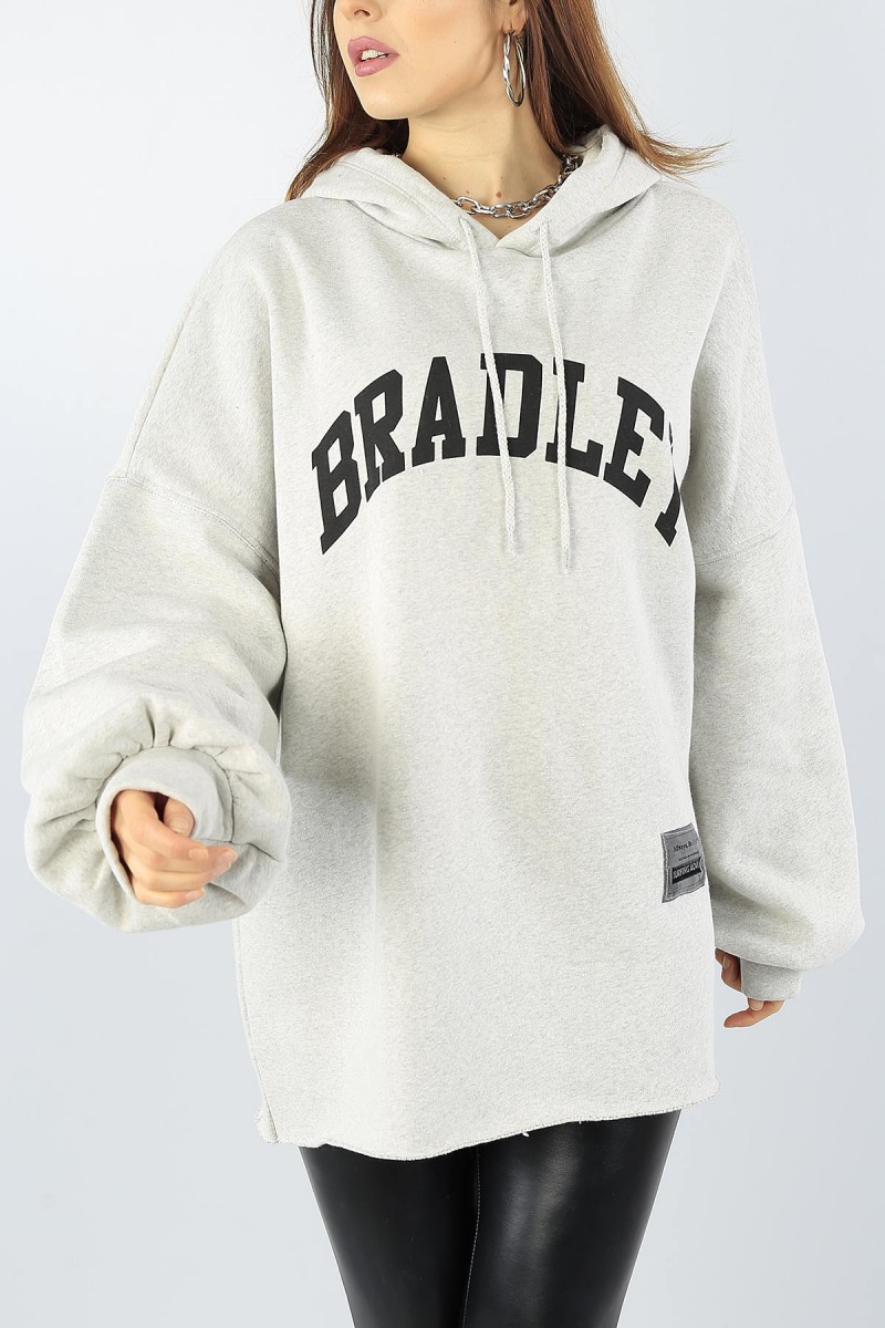 Gri Baskılı Şardonlu Bayan Sweat Tunik 53597