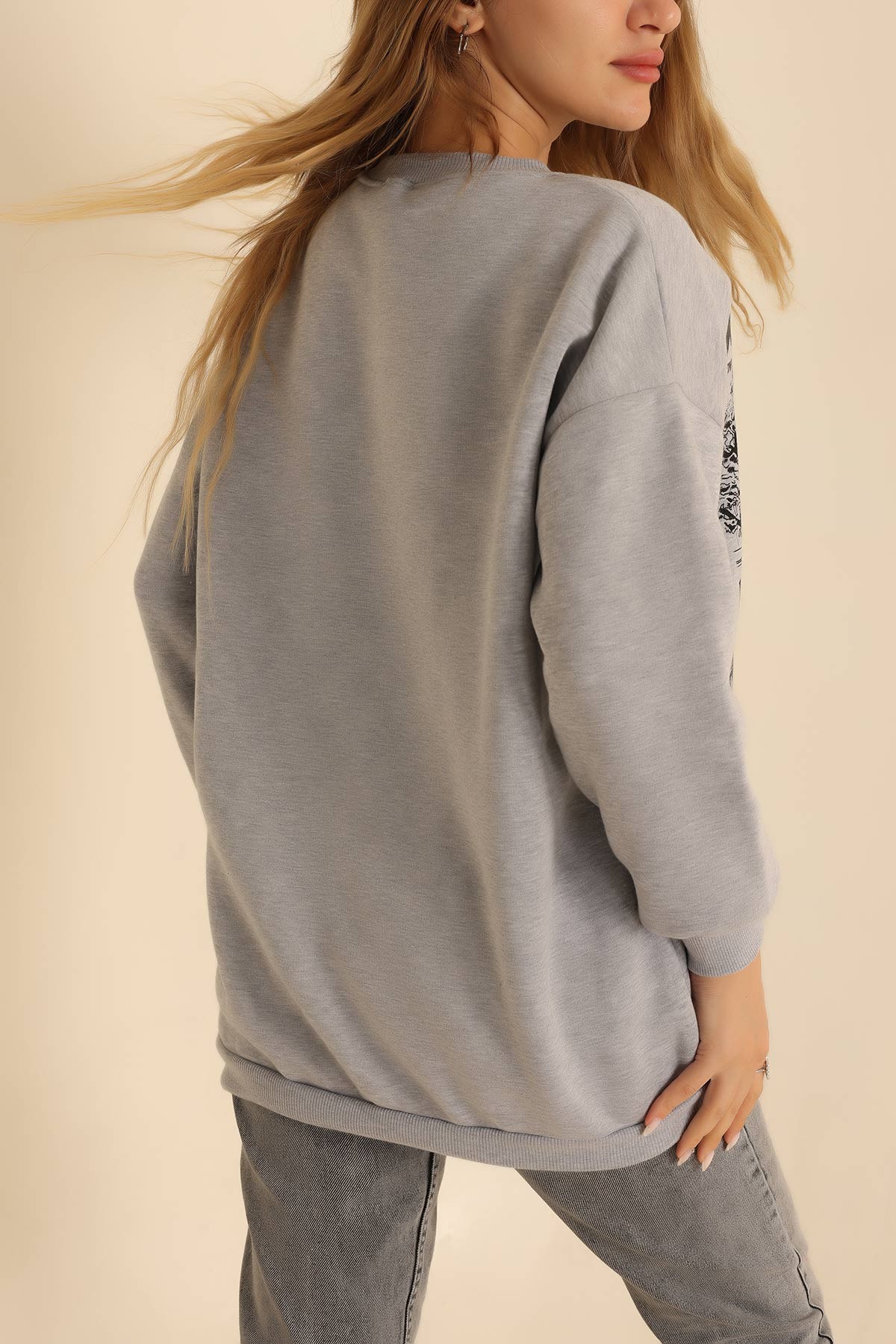 Gri Baskılı Şardonlu Sweat 216599