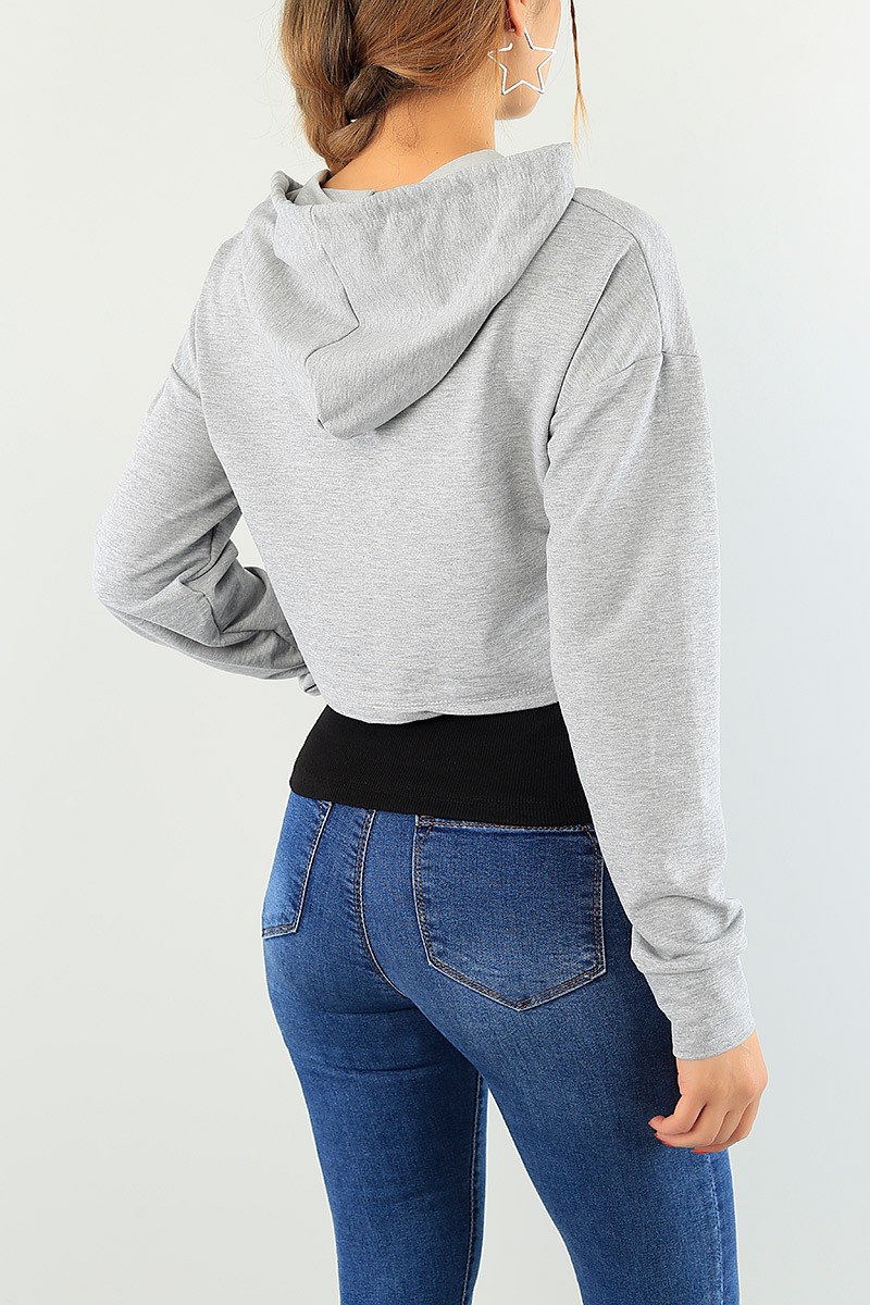 Gri Baskılı Sweat Askılı Atlet Bayan Takım 74939