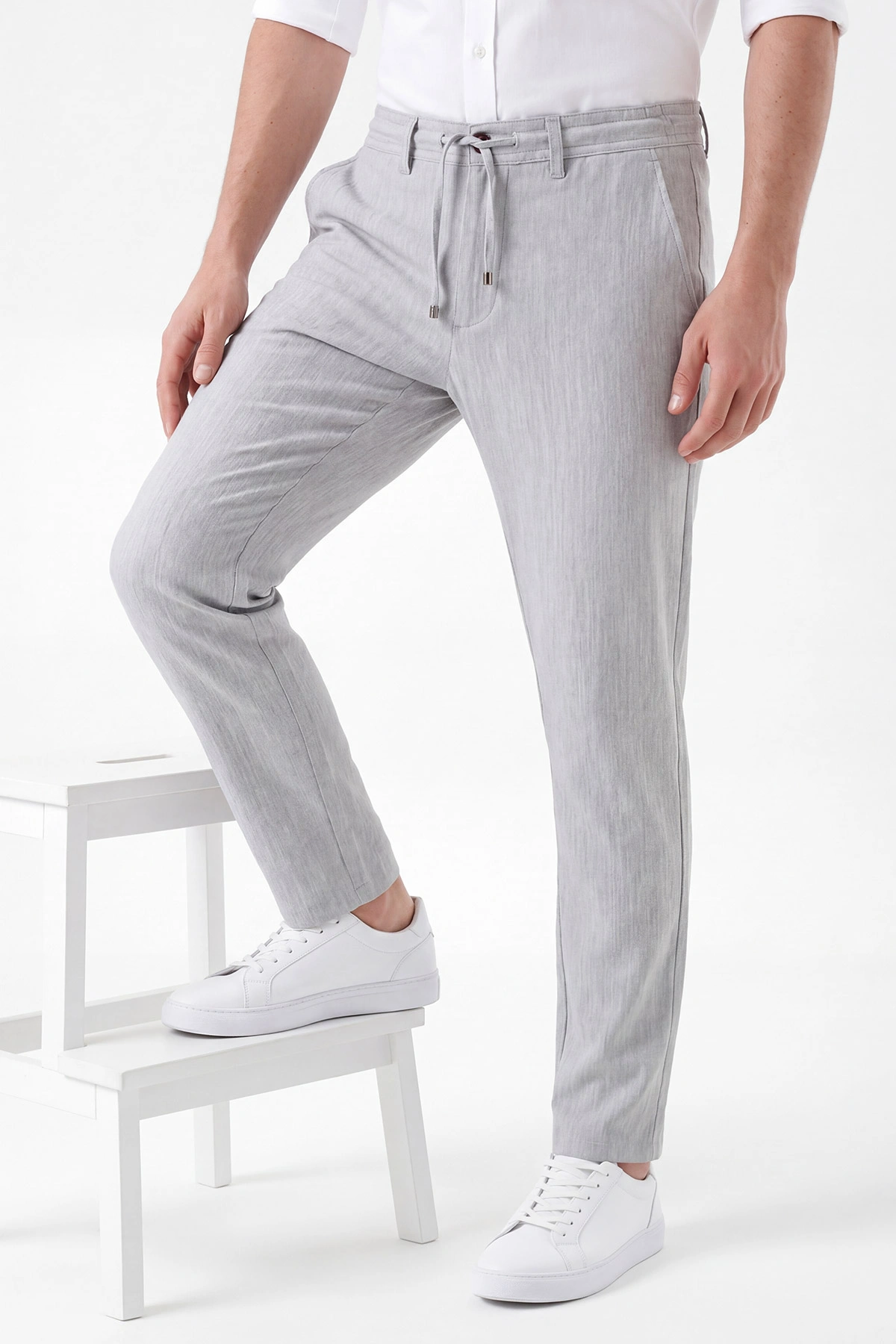 Gri Belden Bağlamalı Erkek Pantolon 462580