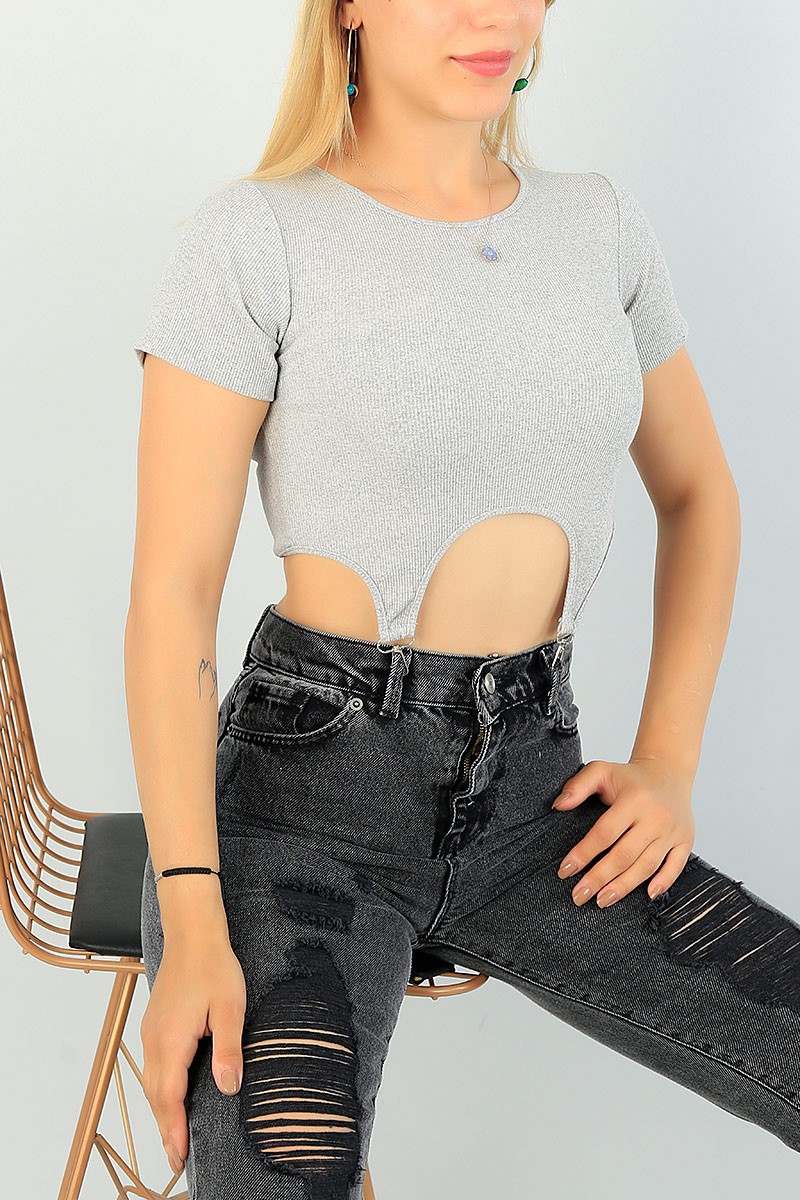Gri Beli Çengelli Fitilli Body 71303