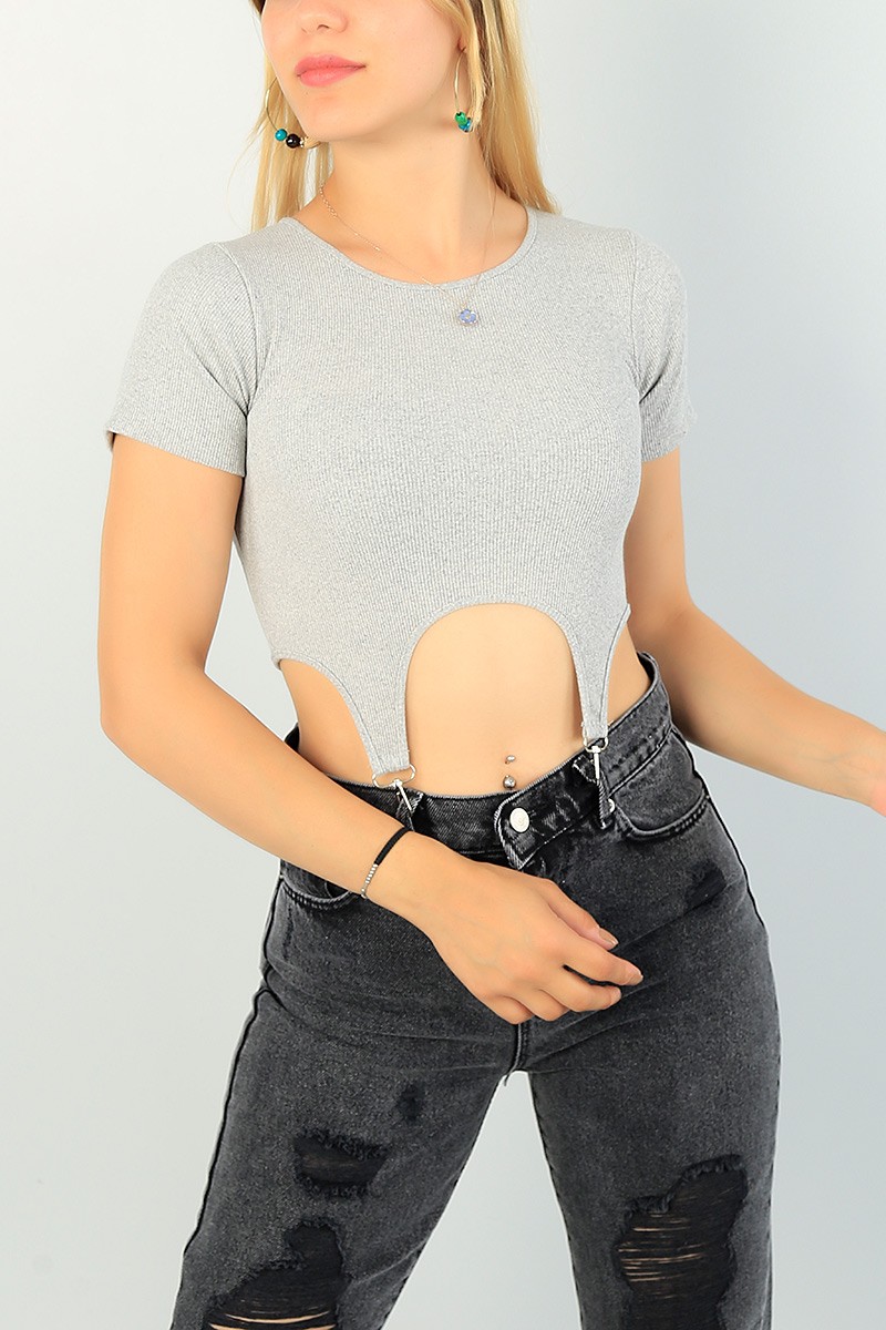 Gri Beli Çengelli Fitilli Body 71303