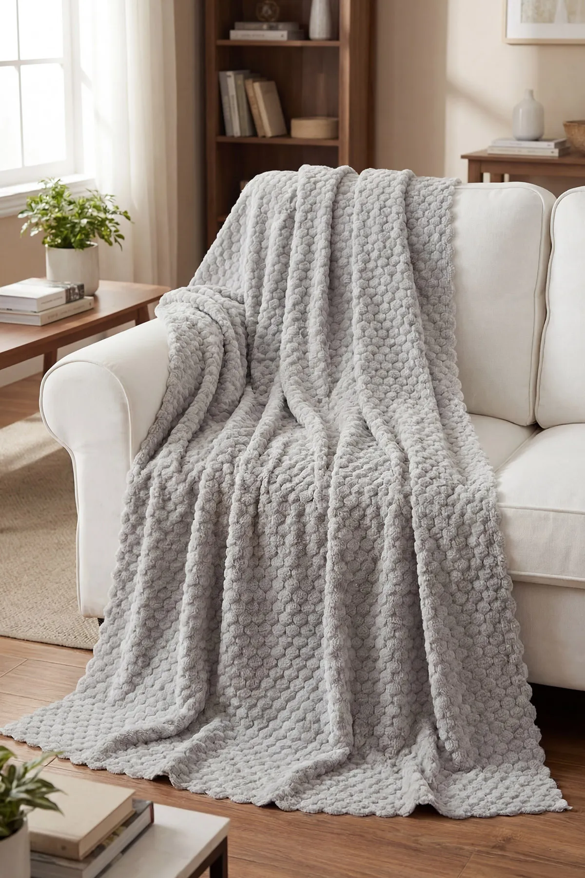 Gri Bella Home 170x215 Cm Dotlu Kaymaz Koltuk Örtüsü 446504