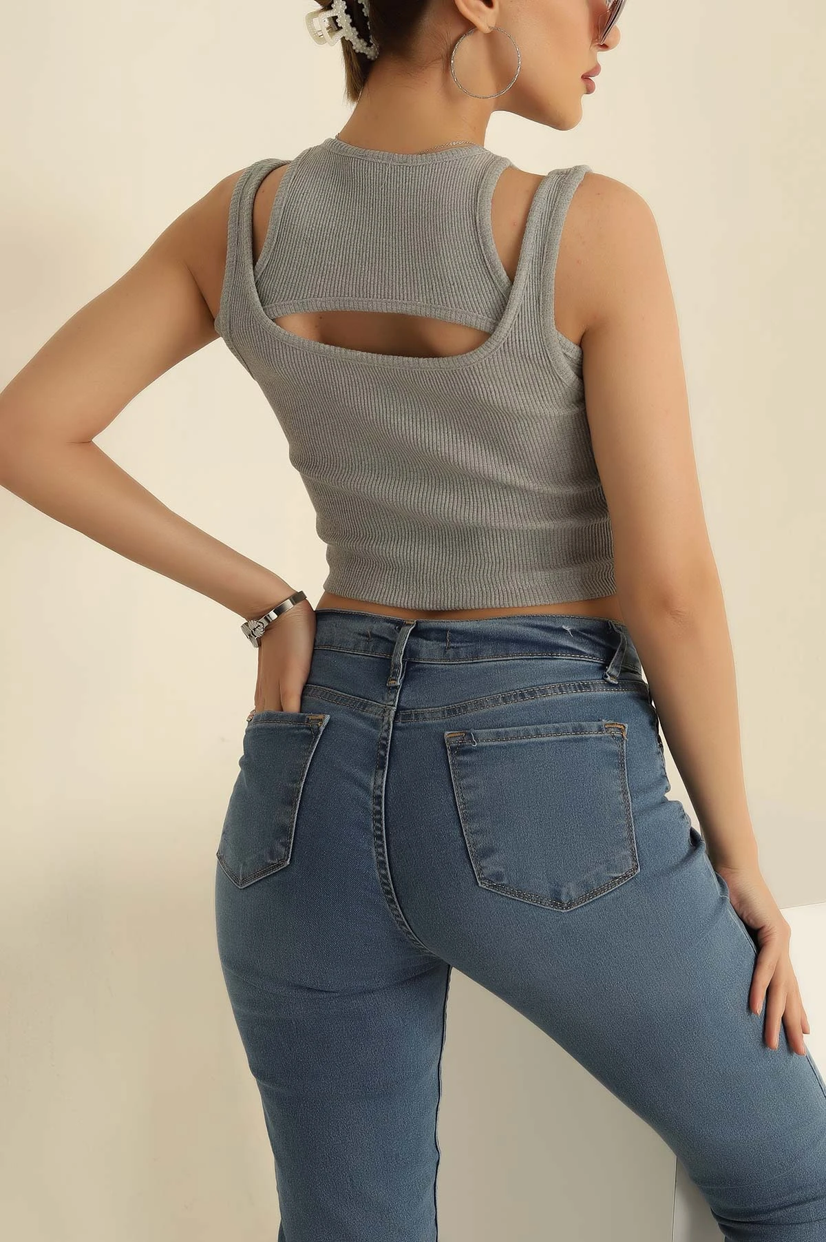 Gri Bolero Tasarım Bluz 262525