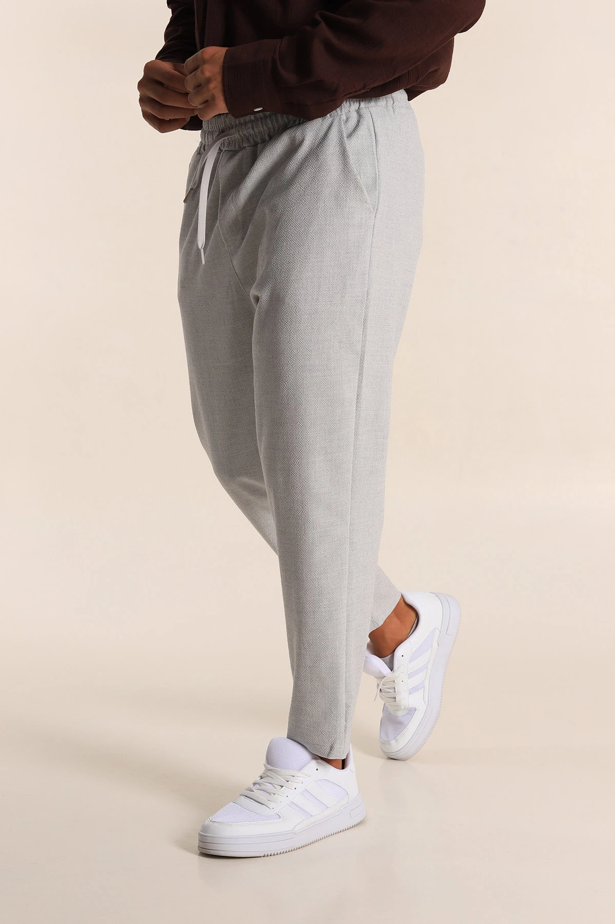Gri Boyfriend Fit Gofre Kumaş Erkek Kumaş Pantolon 290549