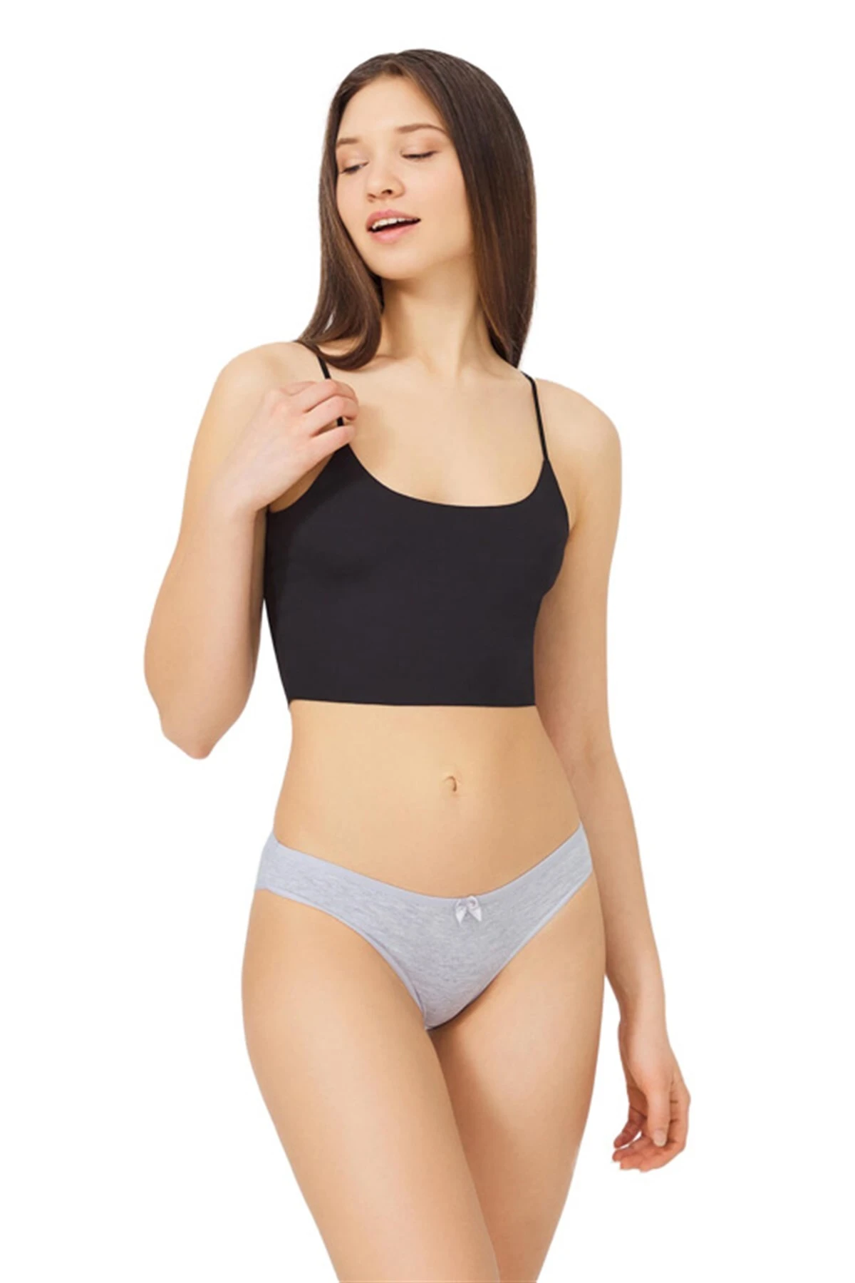 Gri CH0849 Basic Pamuklu Kadın Bikini Külot 237118