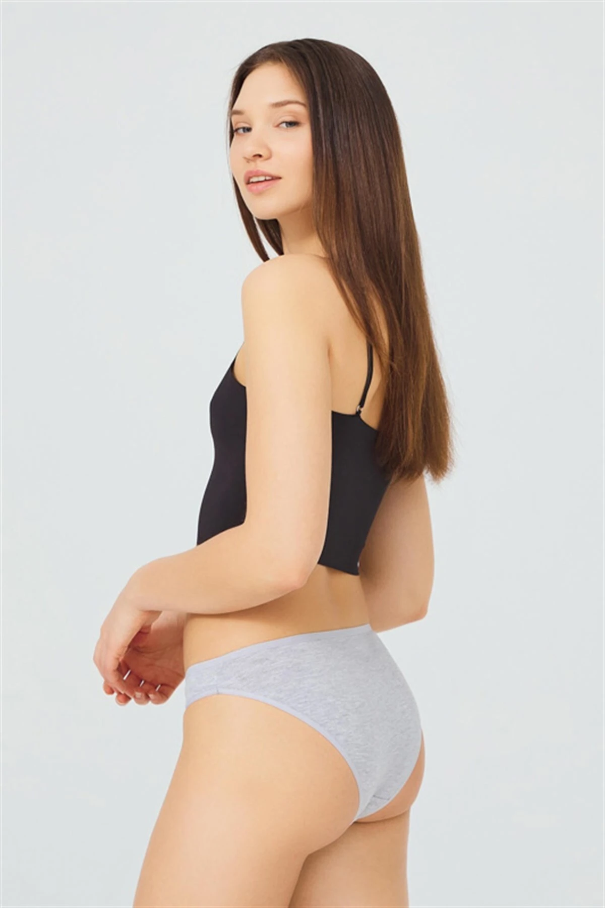 Gri CH0849 Basic Pamuklu Kadın Bikini Külot 237118