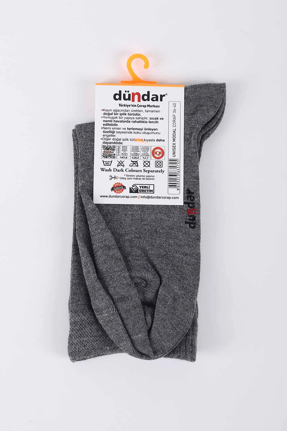 Gri Dört Mevsim Unisex Modal Çorap (36-40) 423049