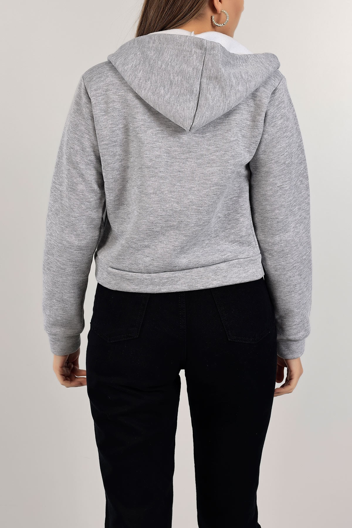 Gri Fermuarlı İçi Şardonlu Bayan Sweat 141255