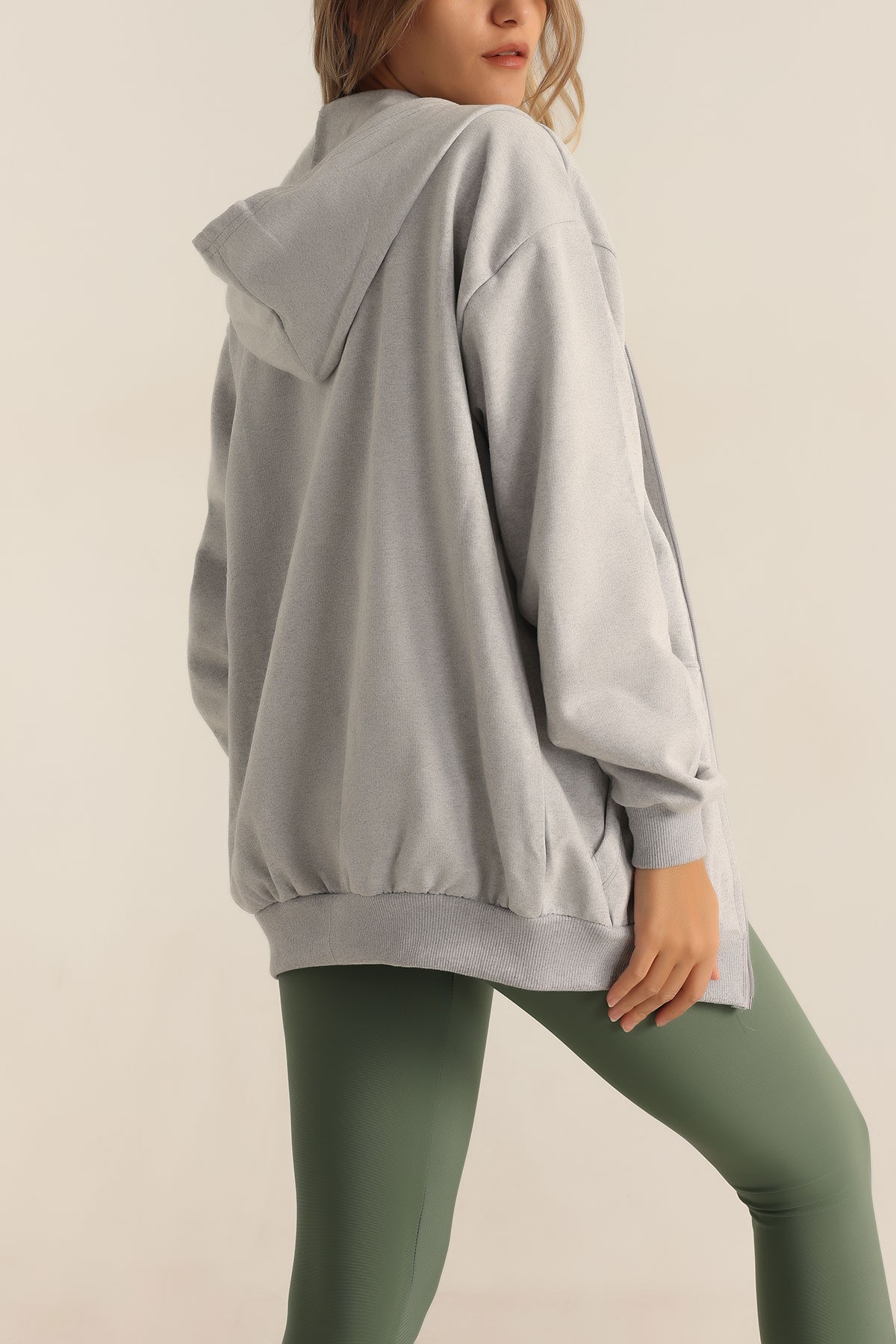 Gri Fermuarlı İçi Şardonlu Bayan Sweat 199661